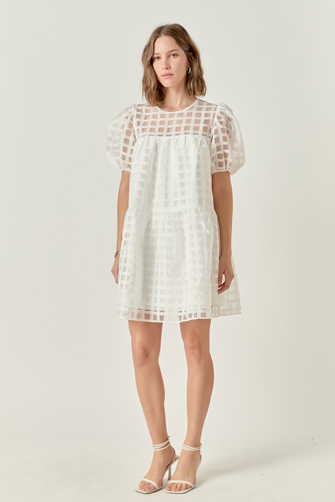 ENGLISH FACTORY - Gridded Organza Mini Dress - DRESSES available at Objectrare