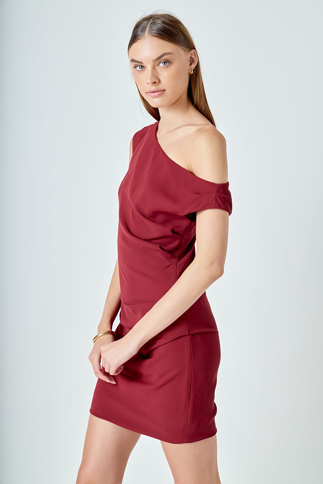 One Shoulder Accent Mini Dress