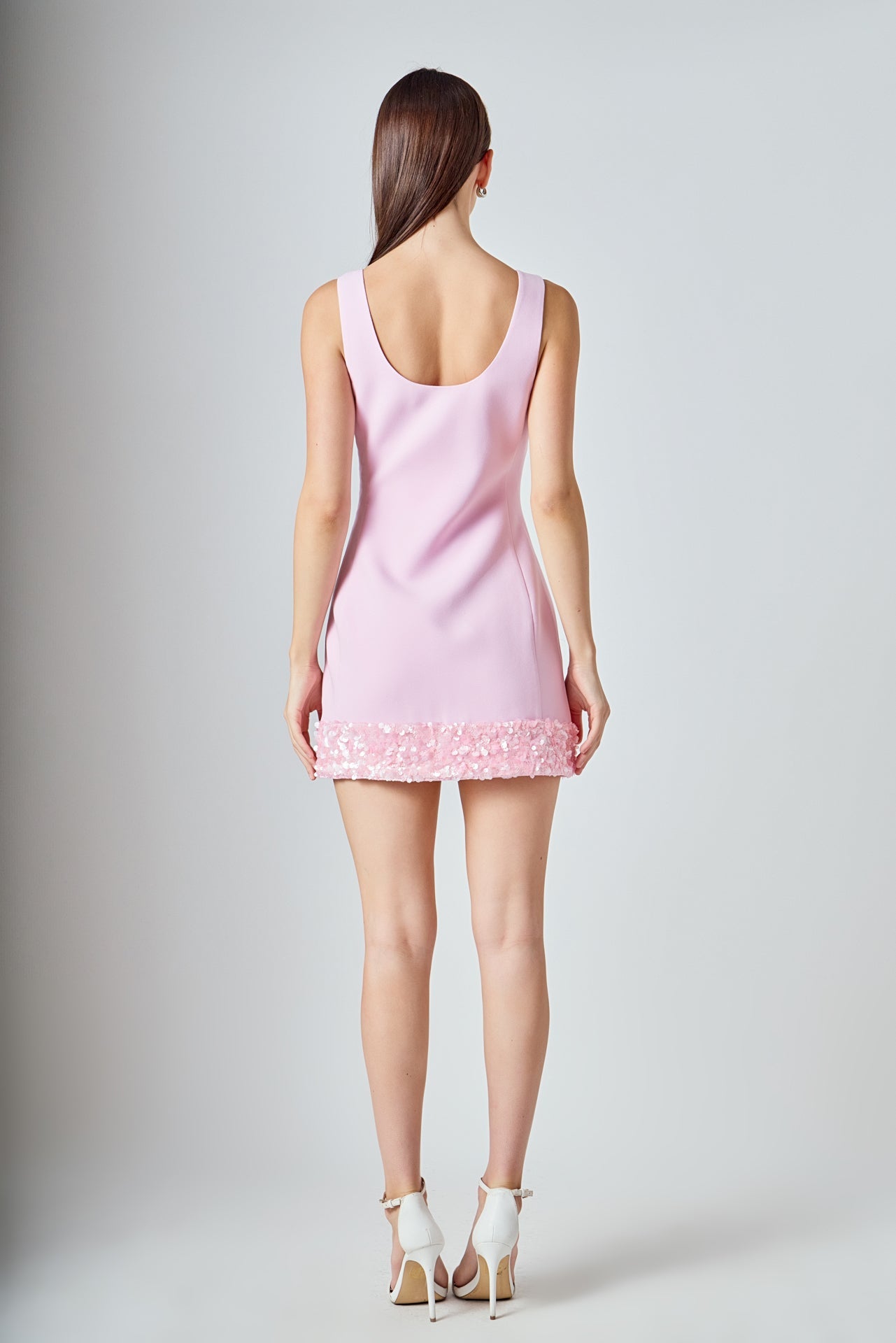 ENDLESS ROSE - Sequin Mixed Media Mini Dress - DRESSES available at Objectrare