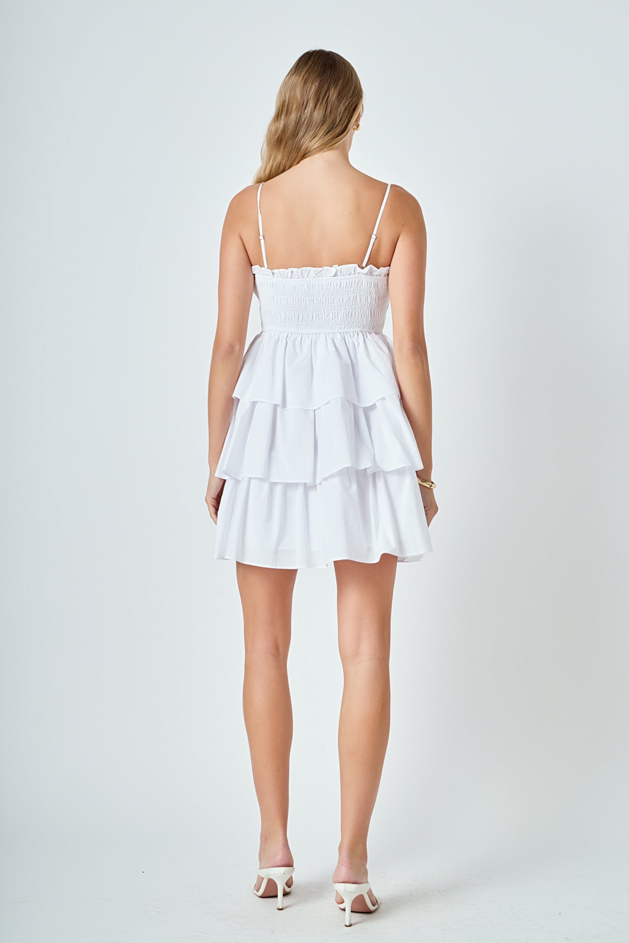 ENDLESS ROSE - Spaghetti Smocked Tiered Mini Dress - DRESSES available at Objectrare