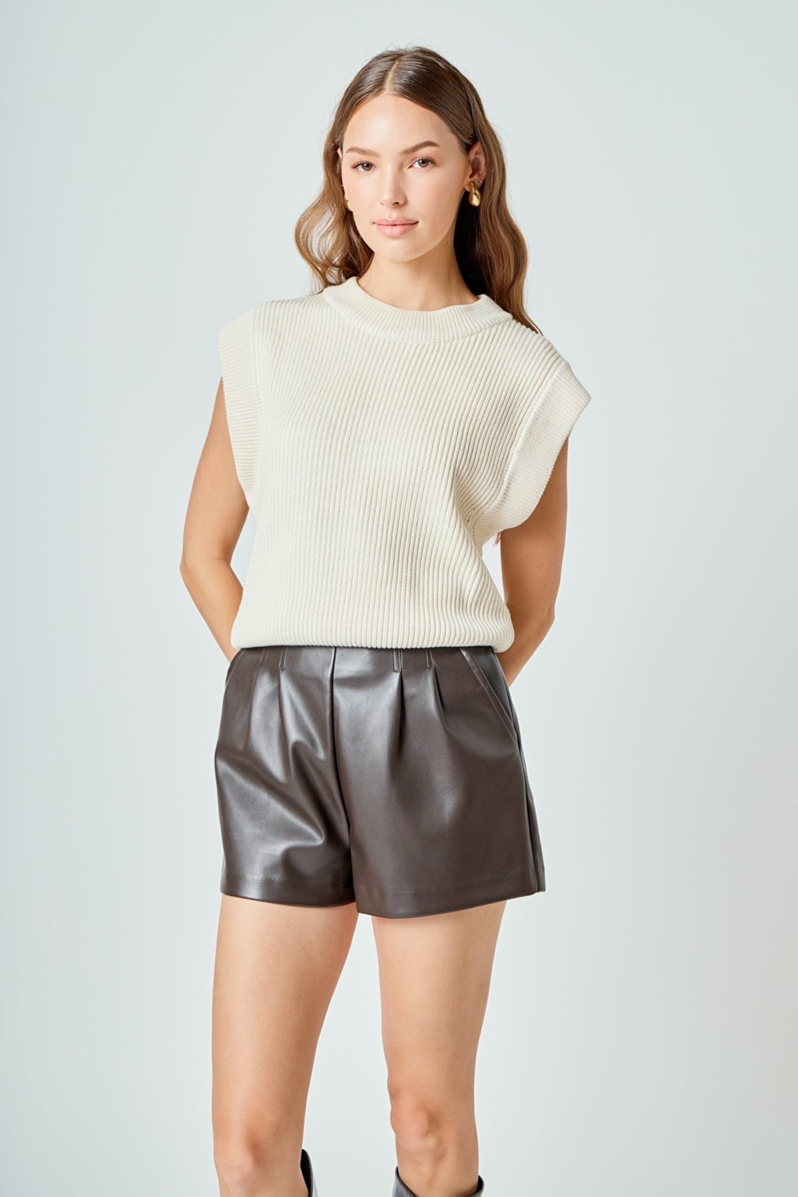 ENDLESS ROSE - Sleeveless Round neck Vest Knit Top - SWEATERS & KNITS available at Objectrare