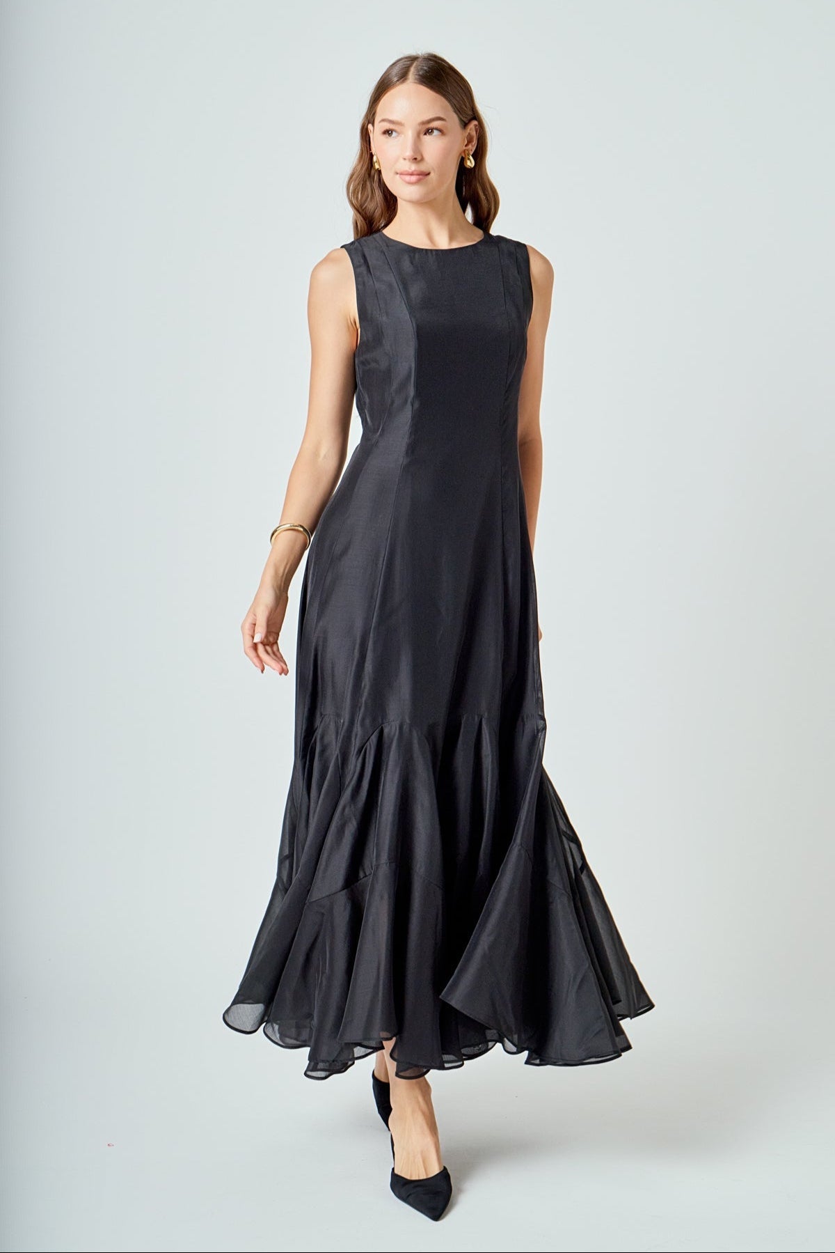godet dress Godet Detail Maxi Dress