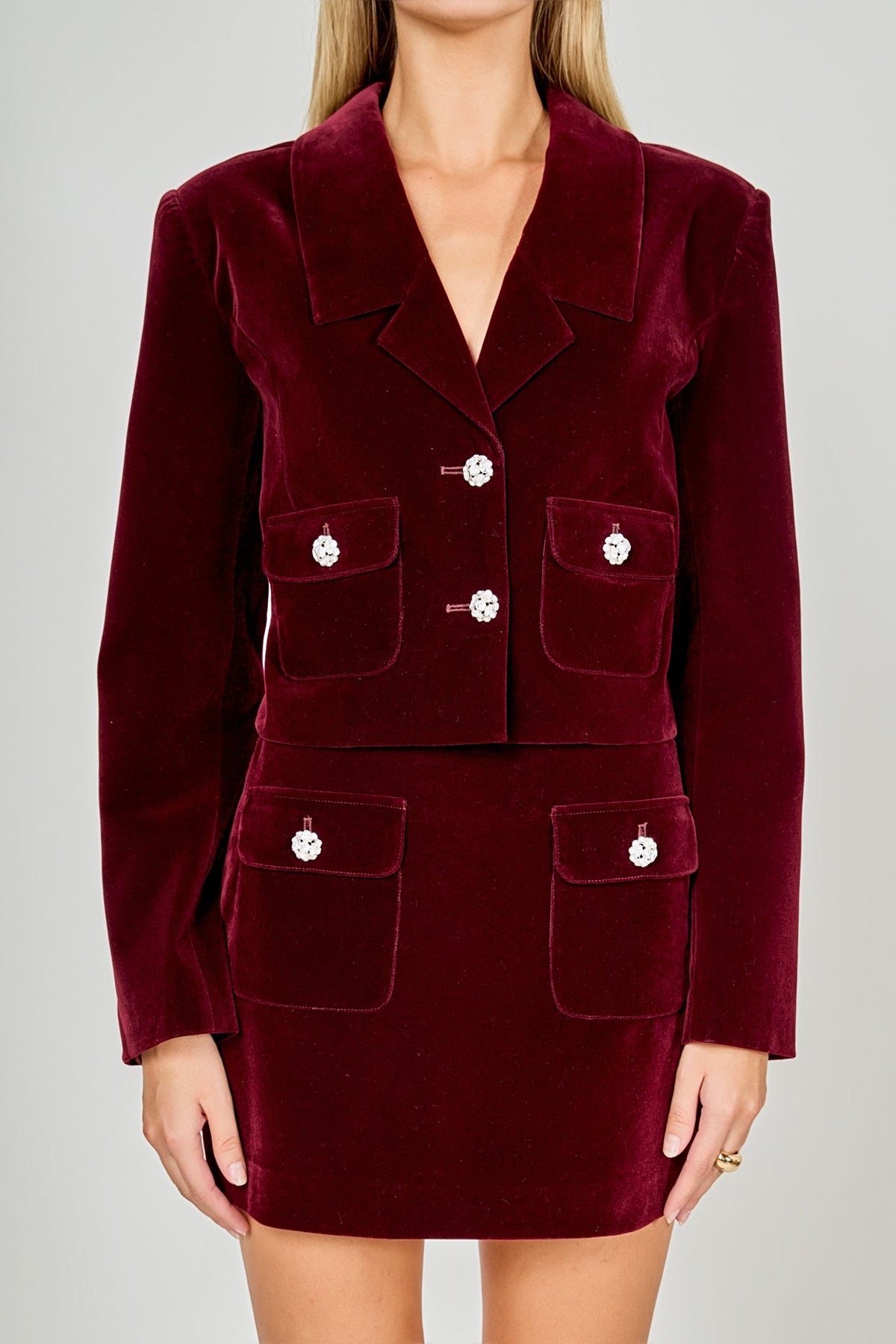 ENDLESS ROSE - Cropped Collared Blazer - JACKETS available at Objectrare