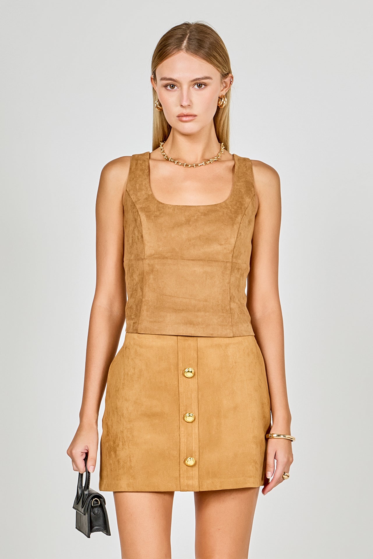 Suede Scoop neck Top