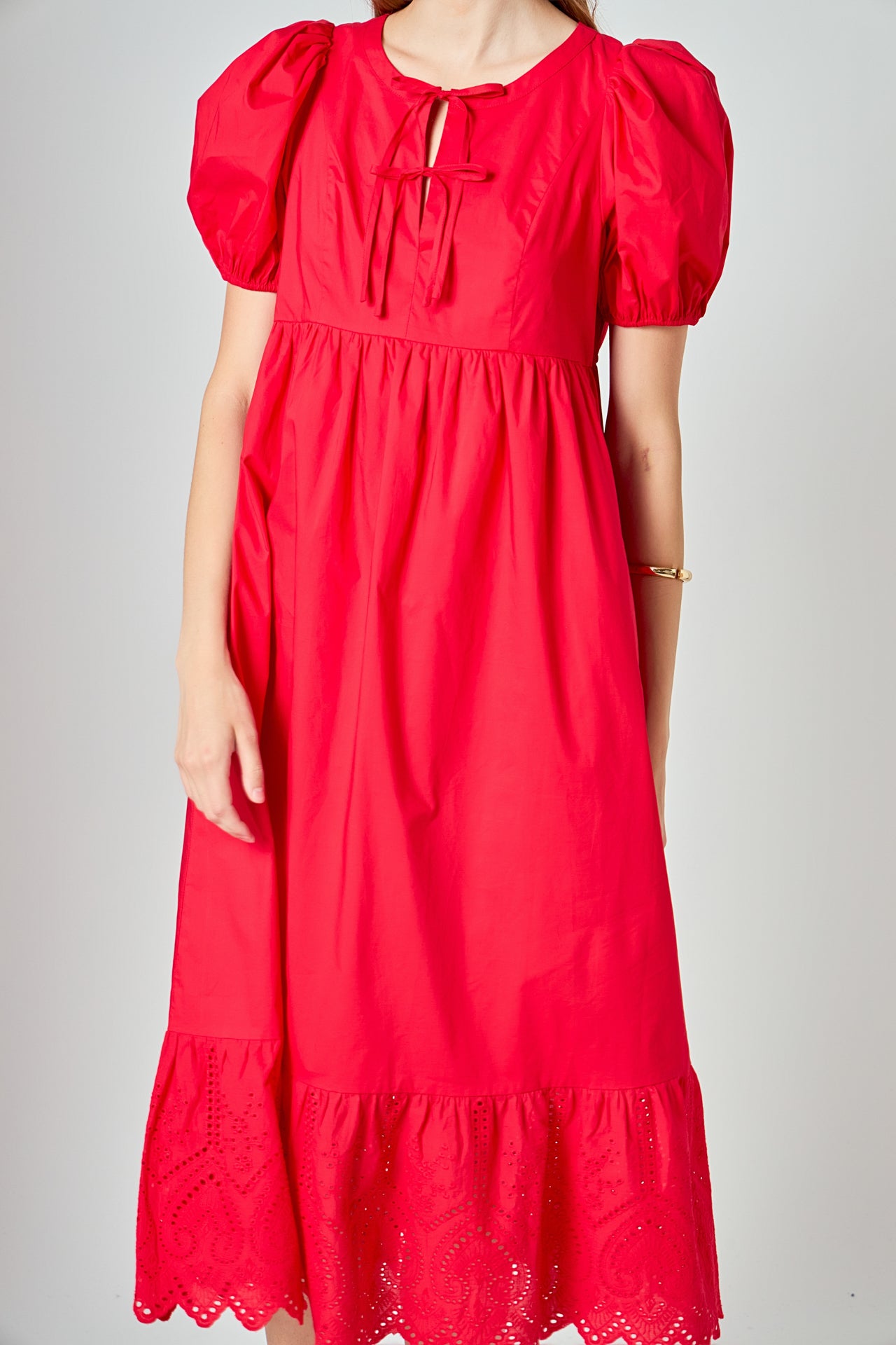 LA'VEN - Cotton Eyelet Midi Dress - DRESSES available at Objectrare