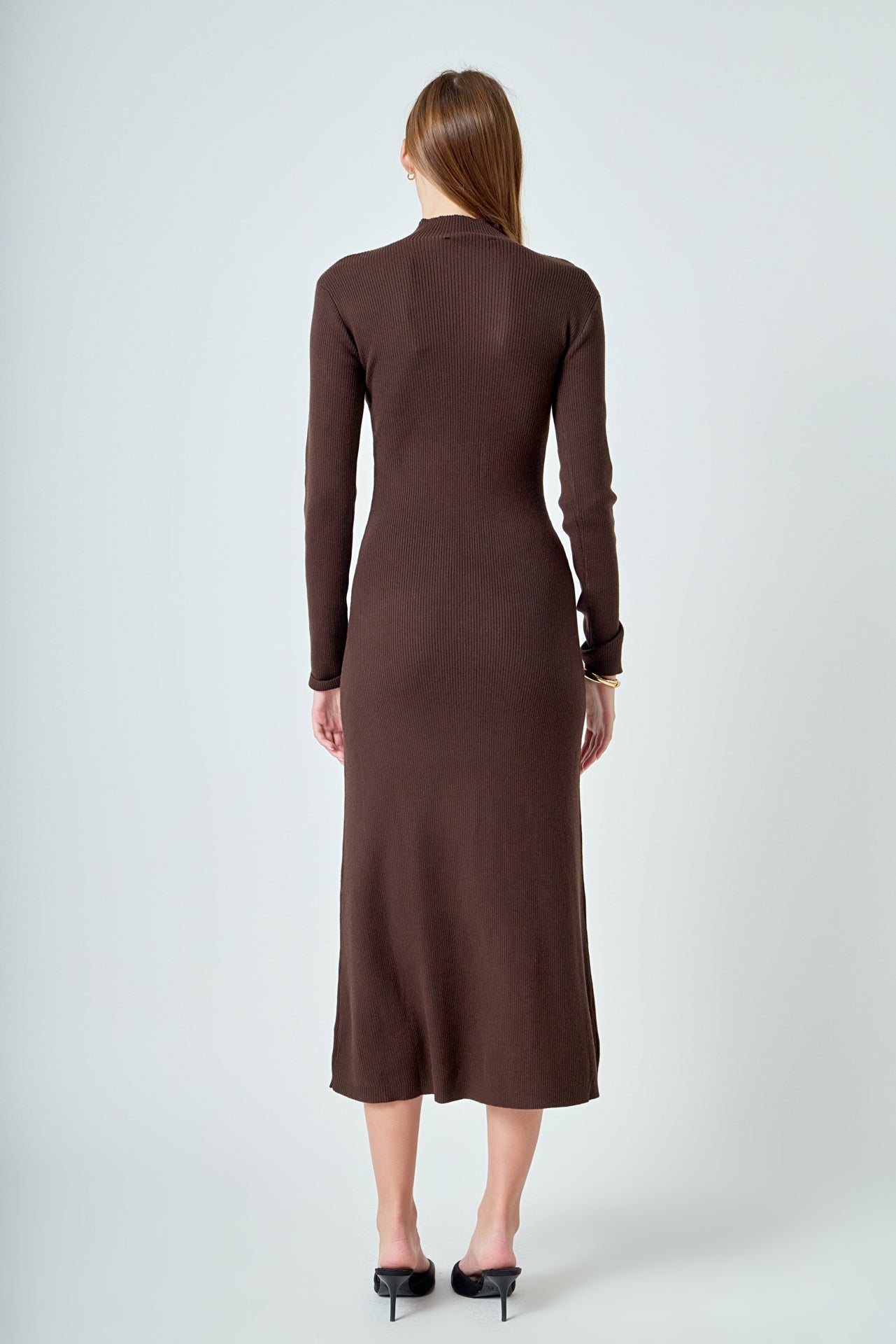 ENDLESS ROSE - Rib Knit Long Sleeve Maxi Dress - DRESSES available at Objectrare