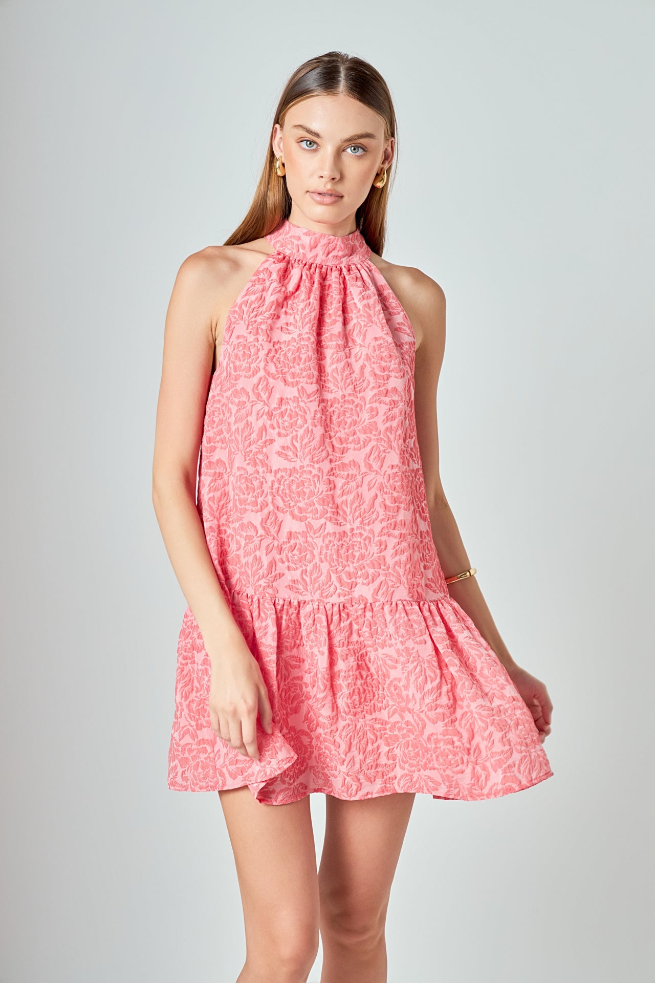 LA'VEN - Jacquard Mock Neck Mini Dress - DRESSES available at Objectrare