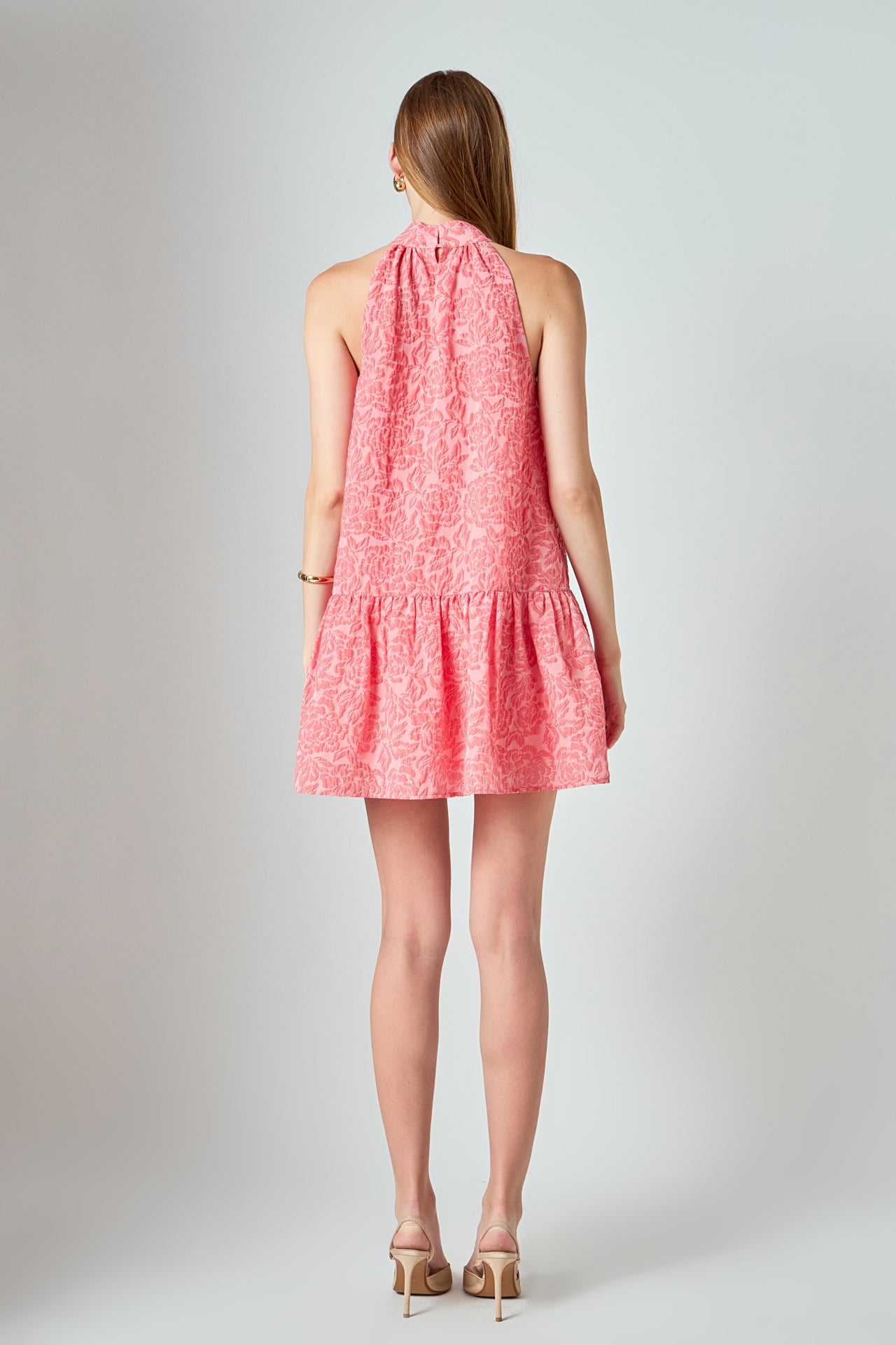 LA'VEN - Jacquard Mock Neck Mini Dress - DRESSES available at Objectrare