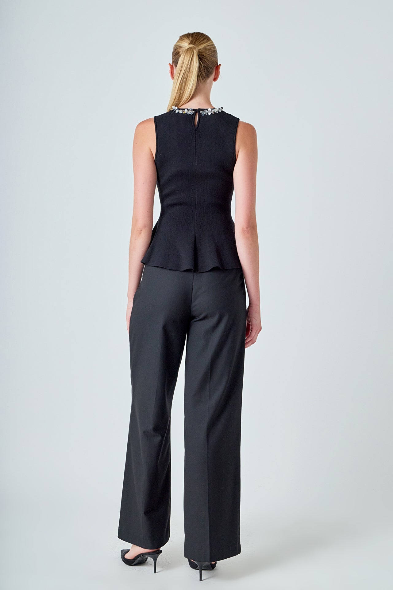 ENDLESS ROSE - Jewel Trim Peplum Top - TOPS available at Objectrare