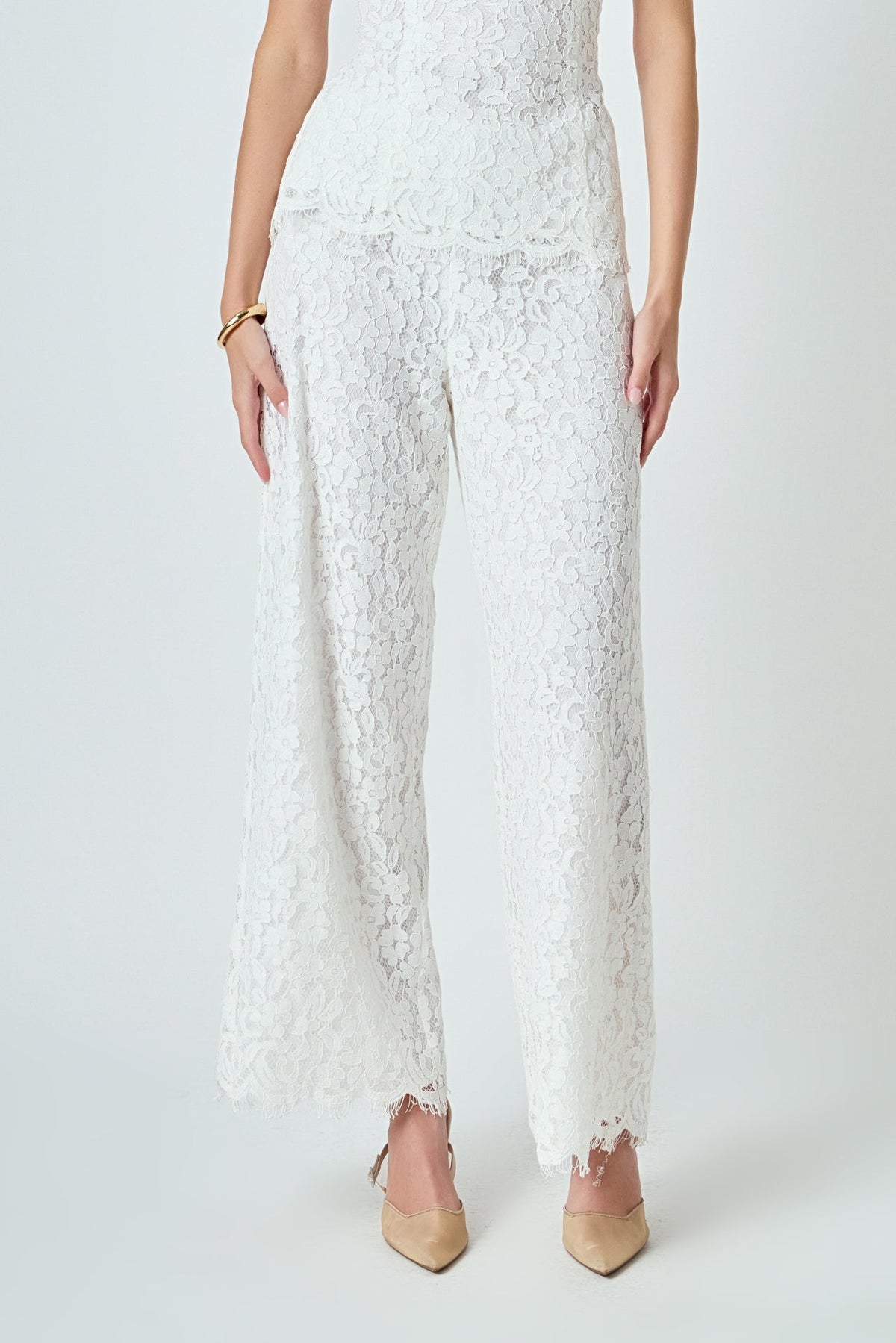 ENDLESS ROSE - Lace Wide Leg Pants - PANTS available at Objectrare