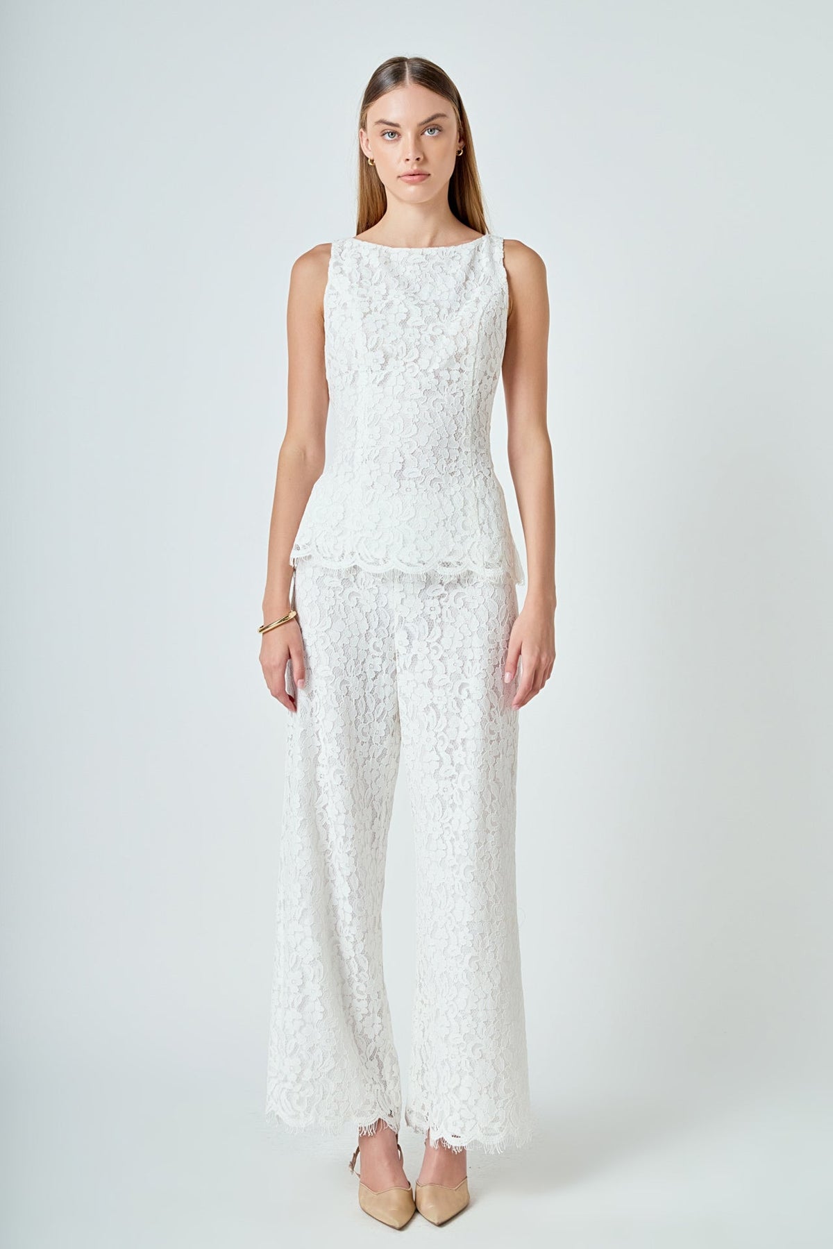 ENDLESS ROSE - Lace Wide Leg Pants - PANTS available at Objectrare