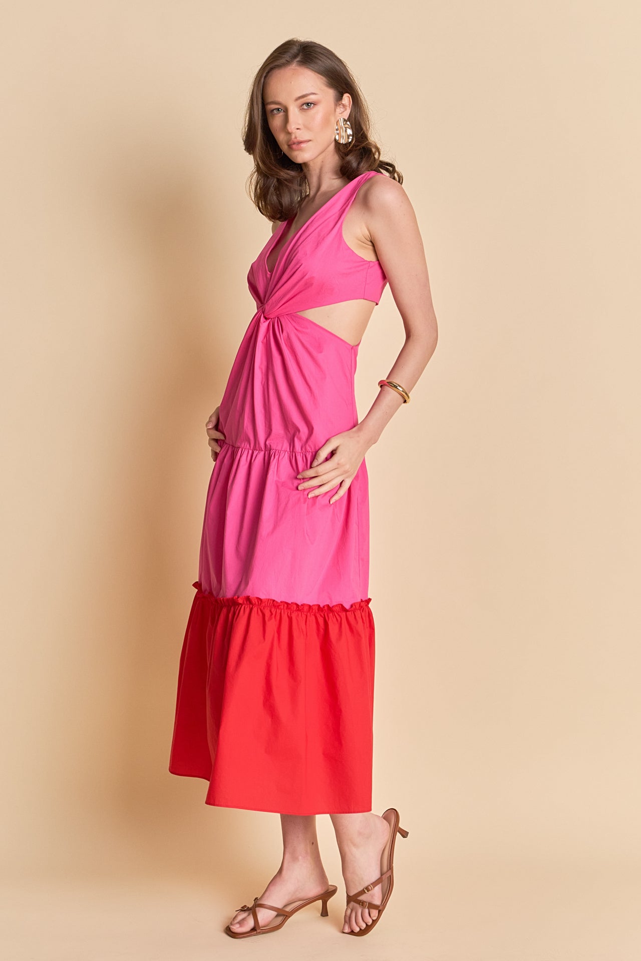 LA'VEN - Twist Cut Out Color Block Maxi - DRESSES available at Objectrare