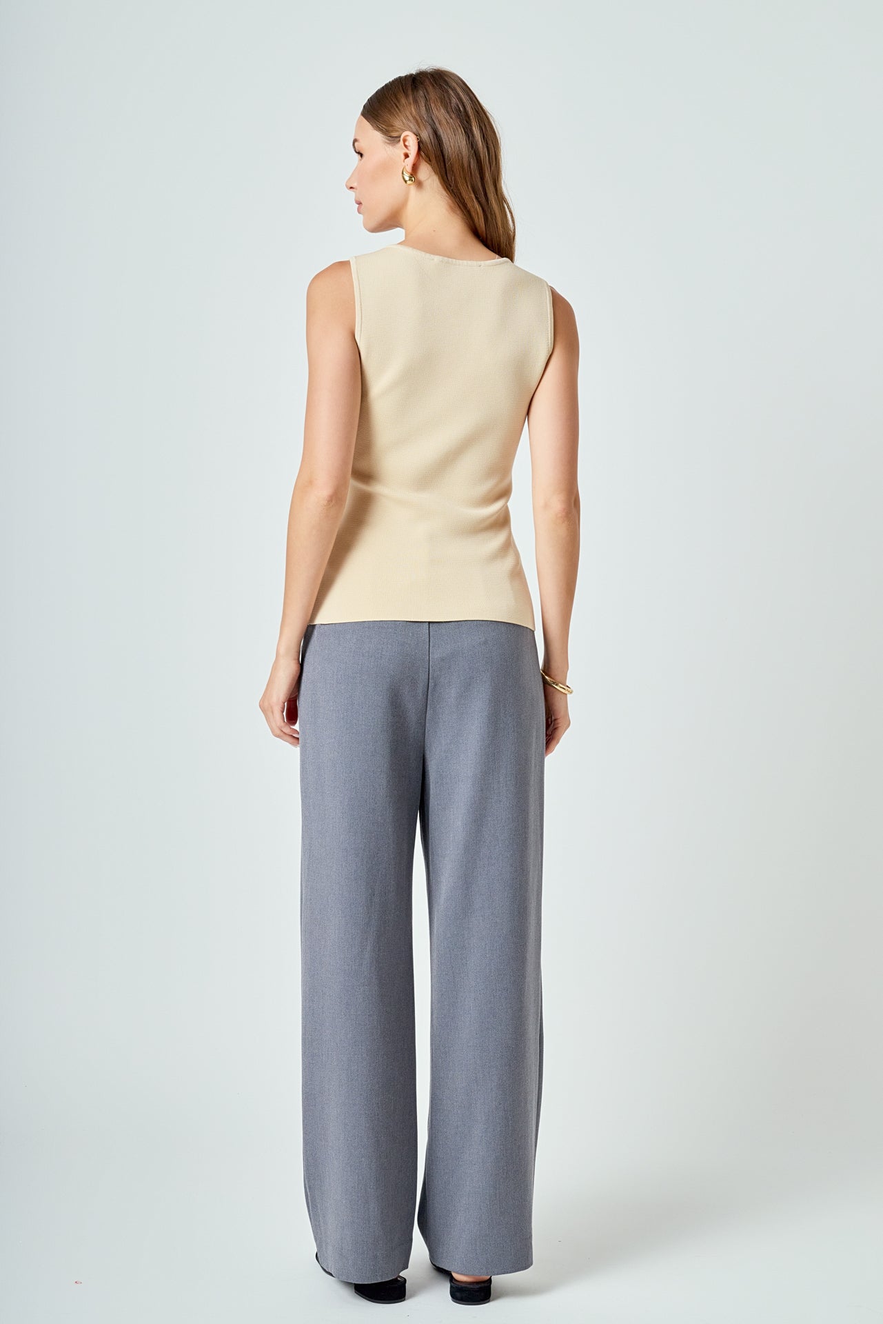 ENDLESS ROSE - Knit Buttoned Sleeveless Top - TOPS available at Objectrare