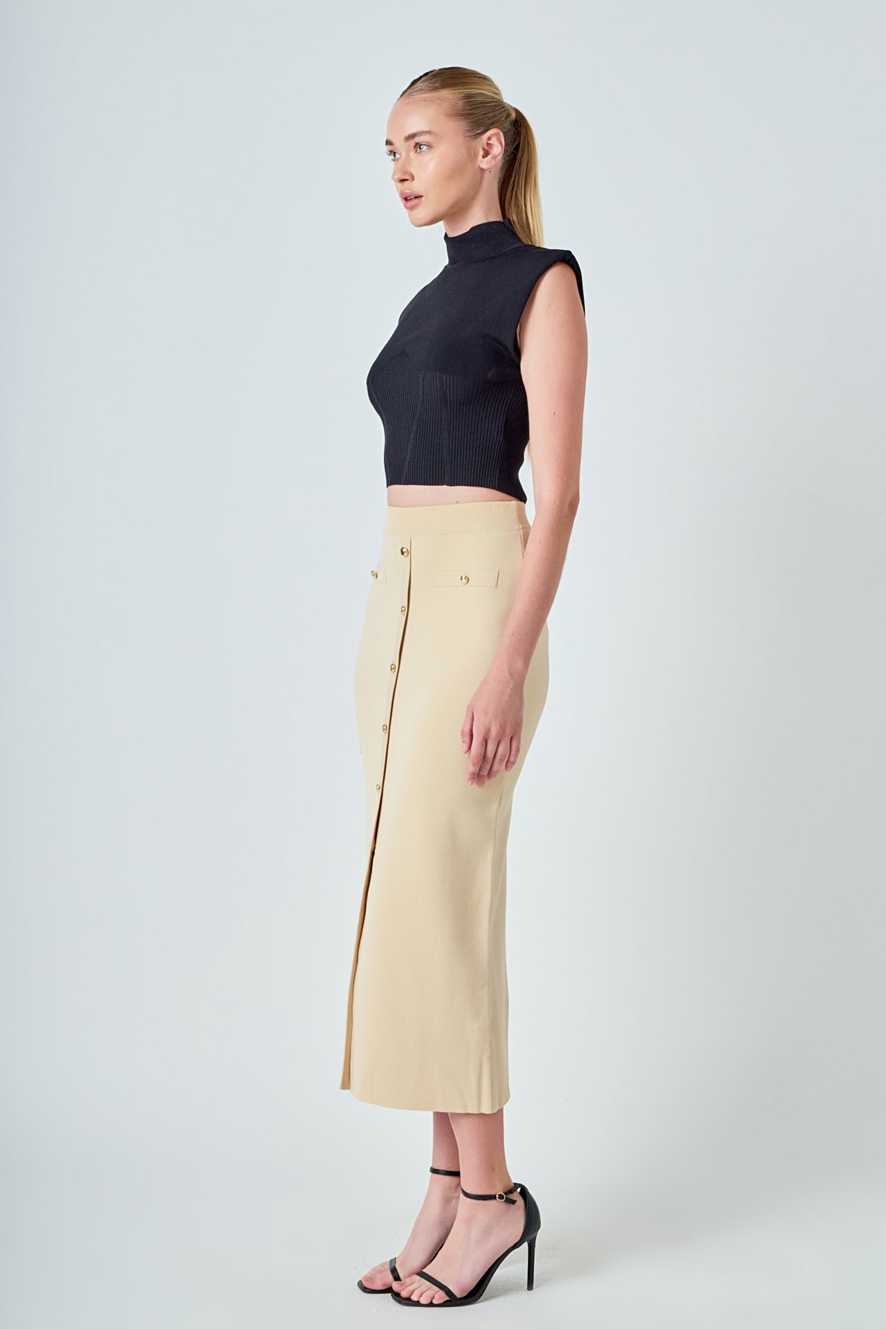 ENDLESS ROSE - Knit Pocketed Midi Skirt - SKIRTS available at Objectrare