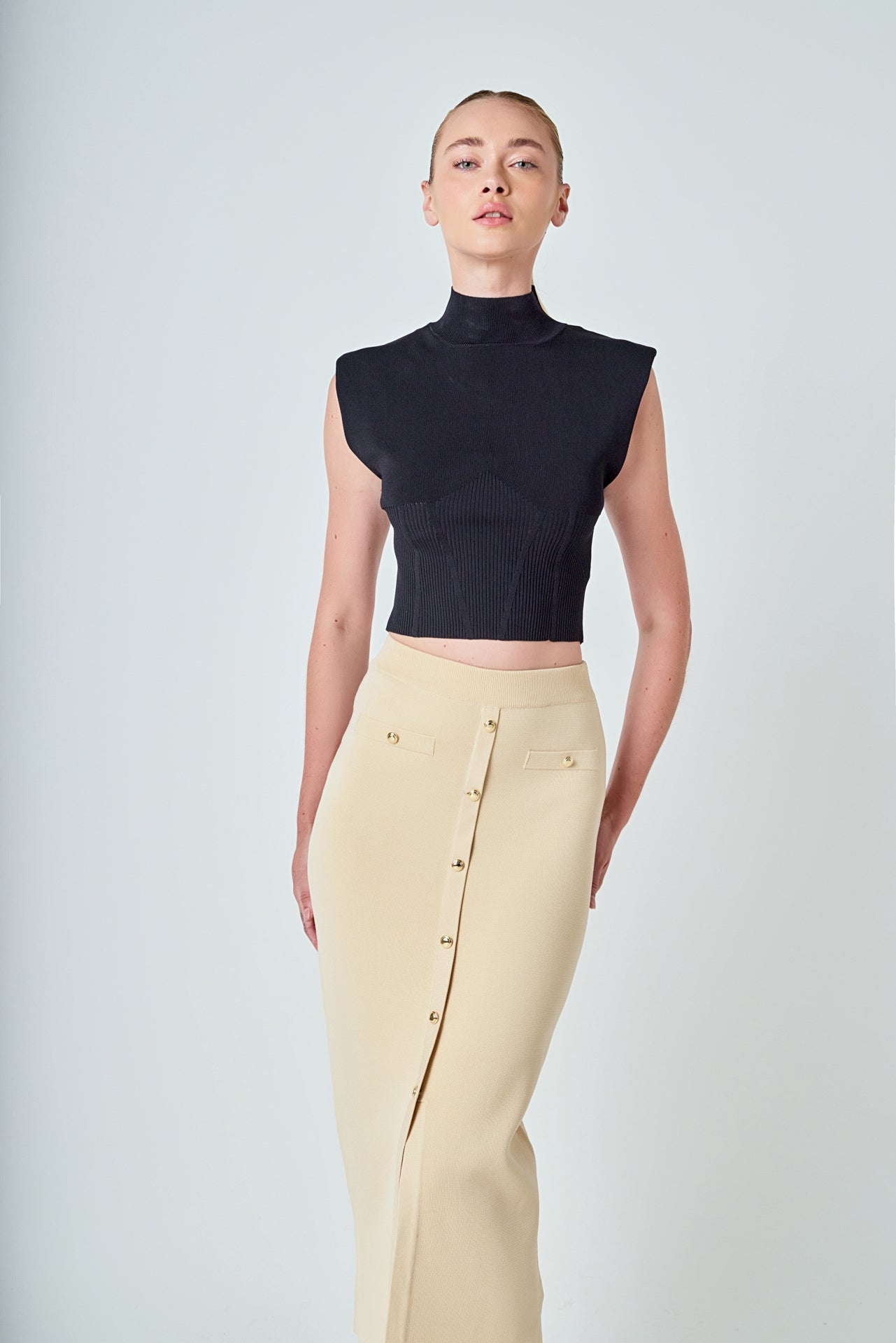 ENDLESS ROSE - Knit Pocketed Midi Skirt - SKIRTS available at Objectrare