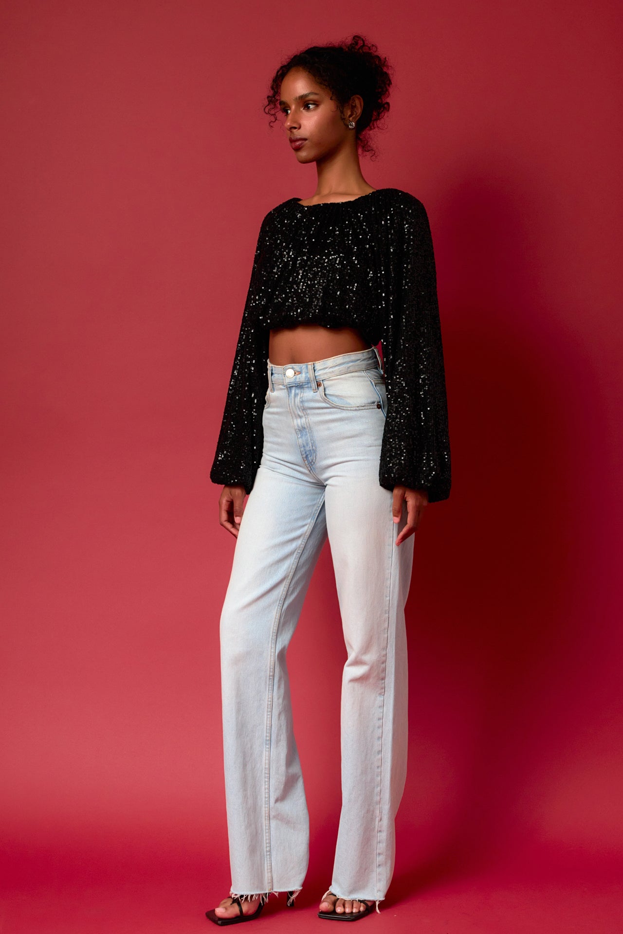 ENDLESS ROSE - Sequins Blouson Top - TOPS available at Objectrare