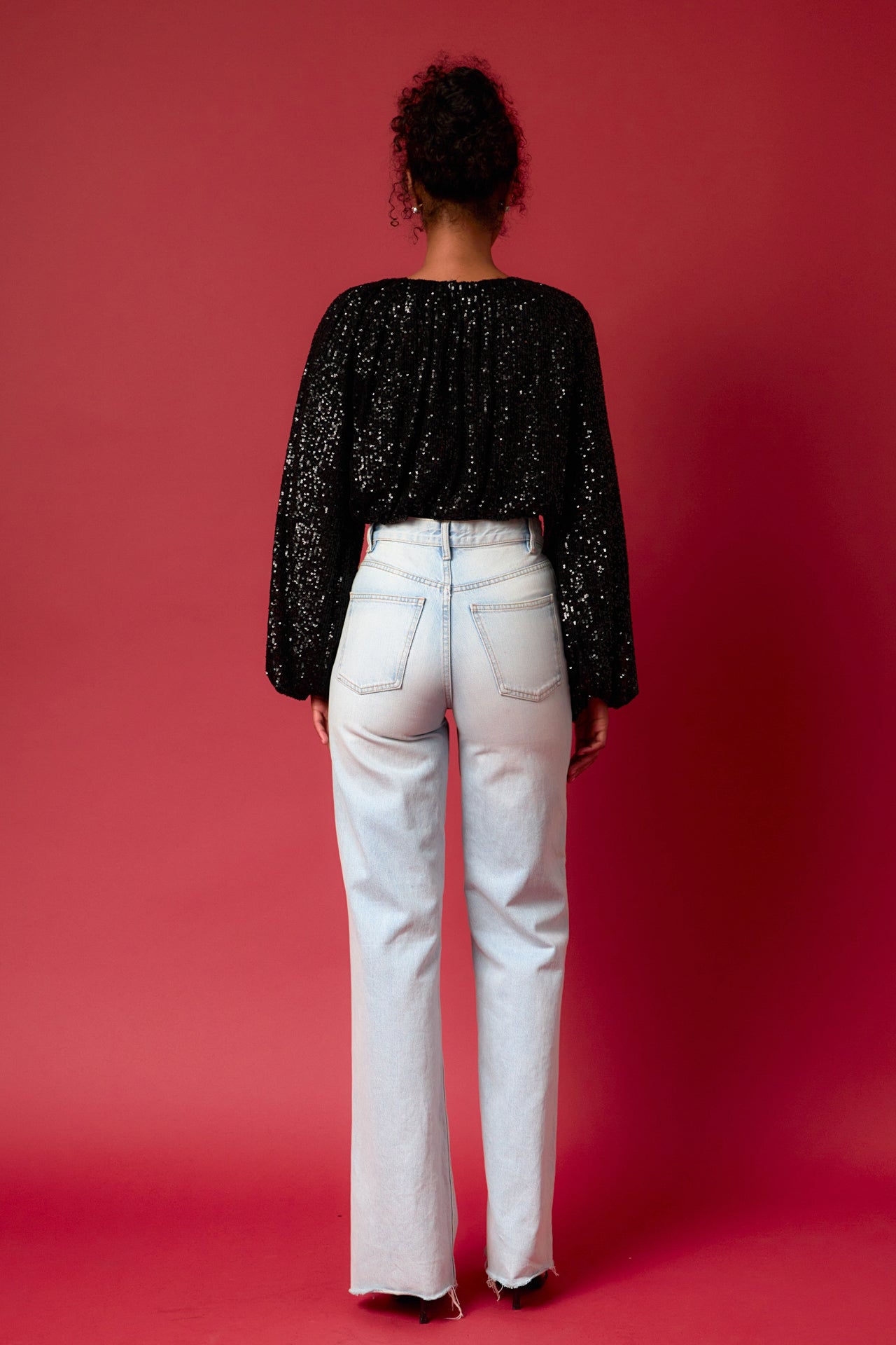 ENDLESS ROSE - Sequins Blouson Top - TOPS available at Objectrare