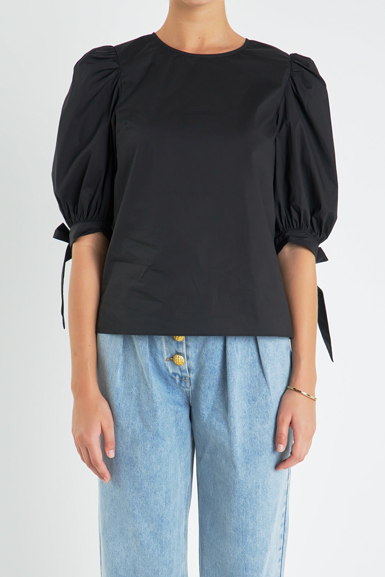 ENGLISH FACTORY - Bow Banded Puff Sleeve Blouse - TOPS available at Objectrare