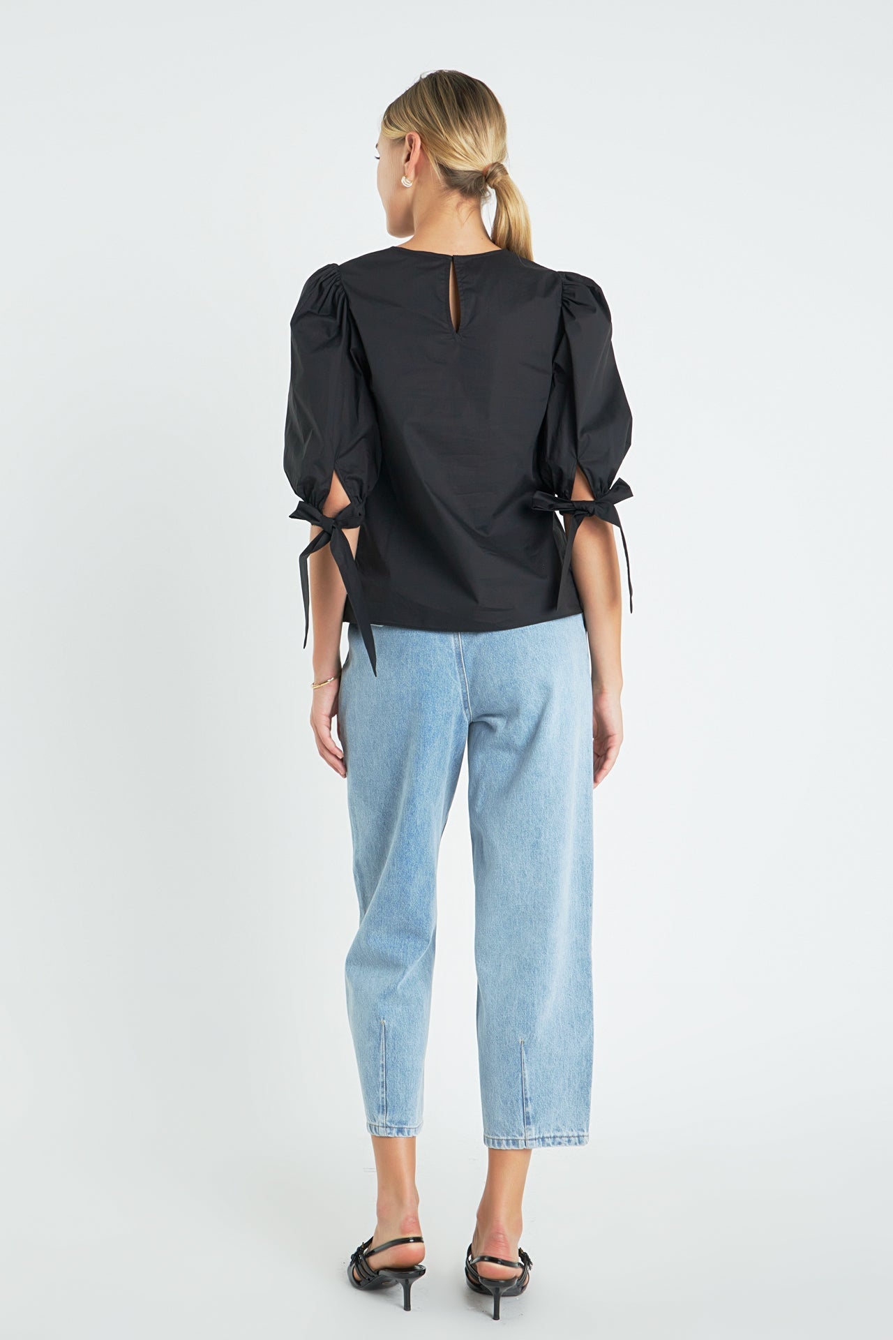 ENGLISH FACTORY - Bow Banded Puff Sleeve Blouse - TOPS available at Objectrare
