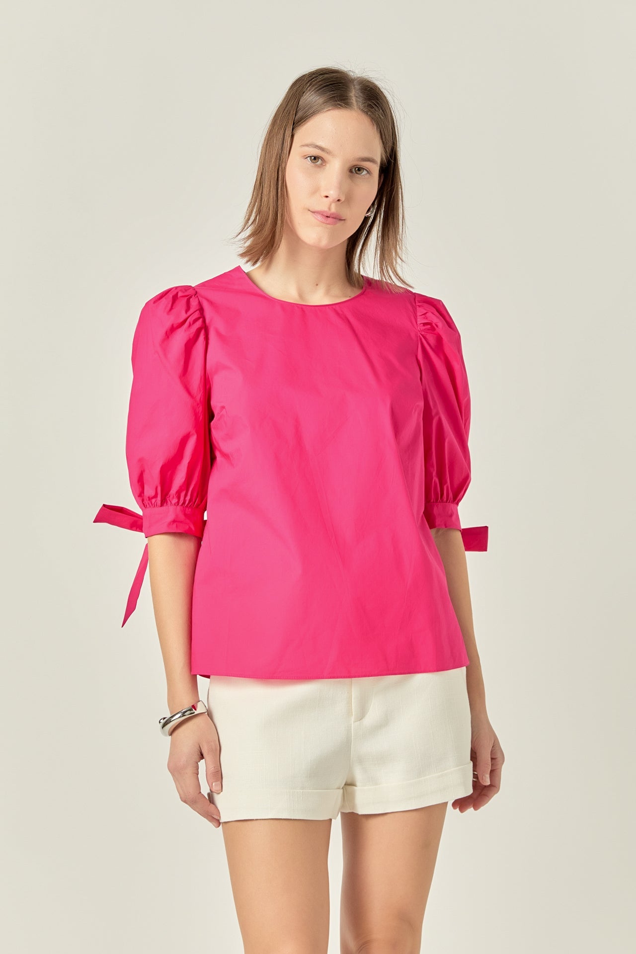 ENGLISH FACTORY - Bow Banded Puff Sleeve Blouse - TOPS available at Objectrare