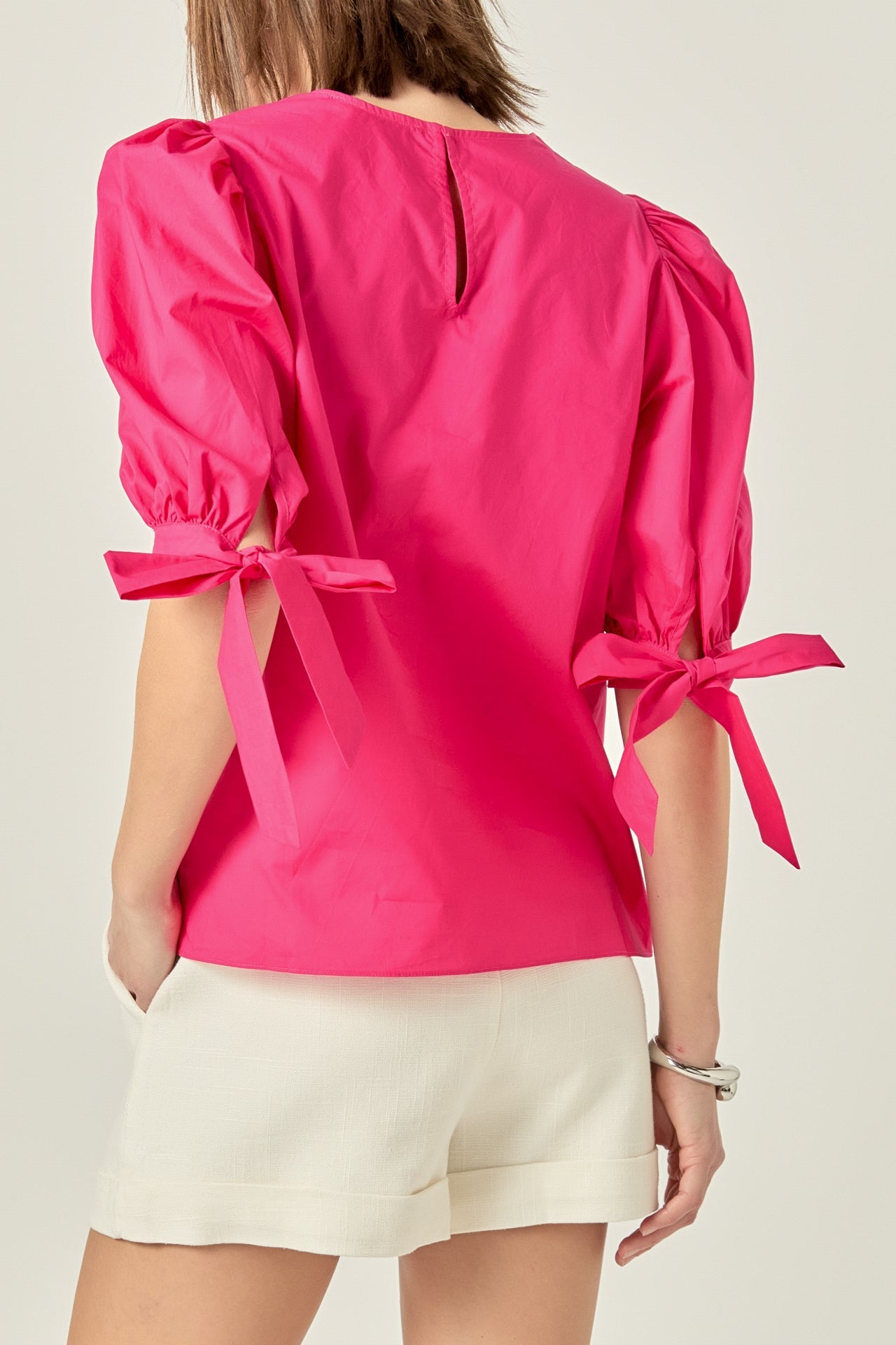 ENGLISH FACTORY - Bow Banded Puff Sleeve Blouse - TOPS available at Objectrare