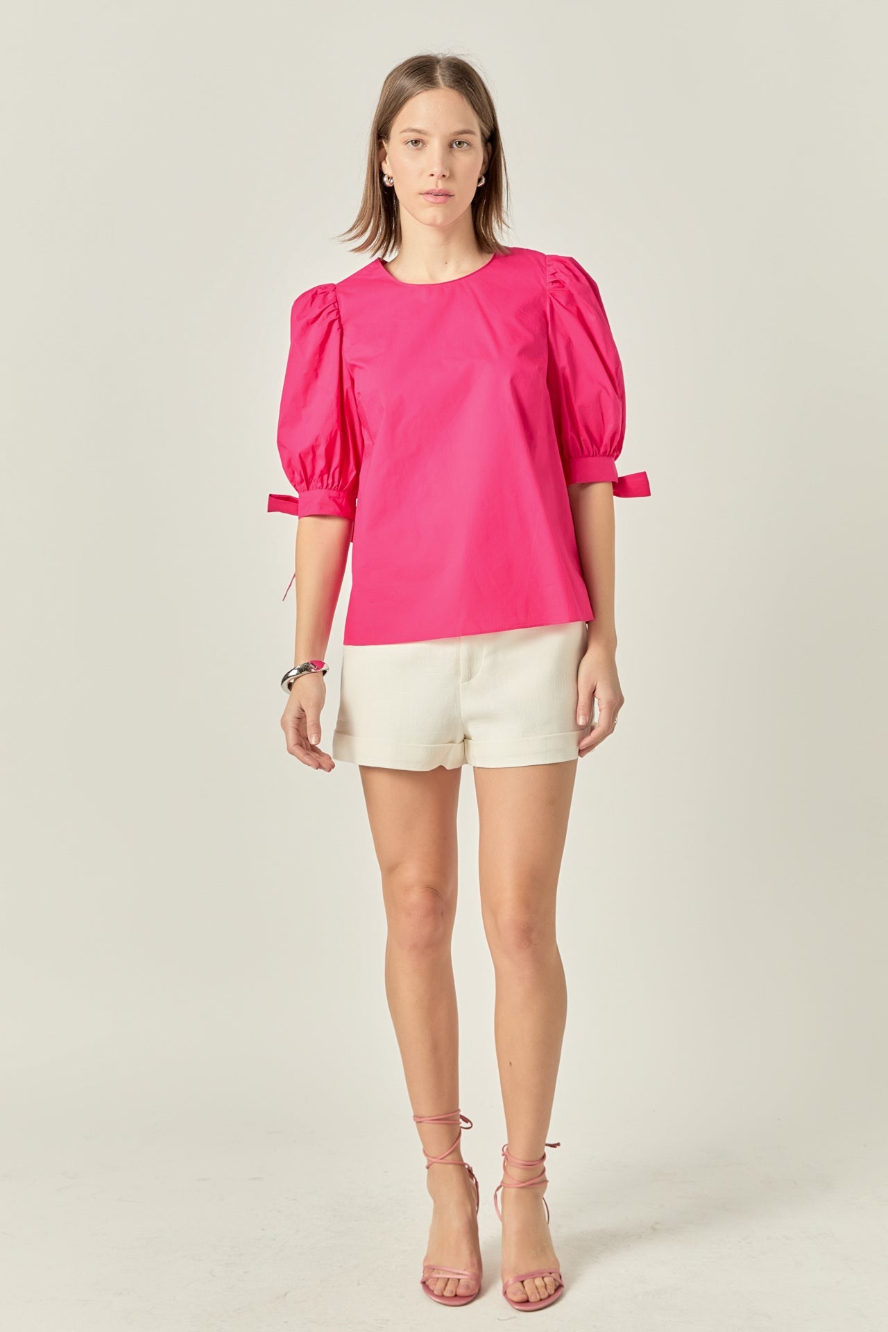 ENGLISH FACTORY - Bow Banded Puff Sleeve Blouse - TOPS available at Objectrare