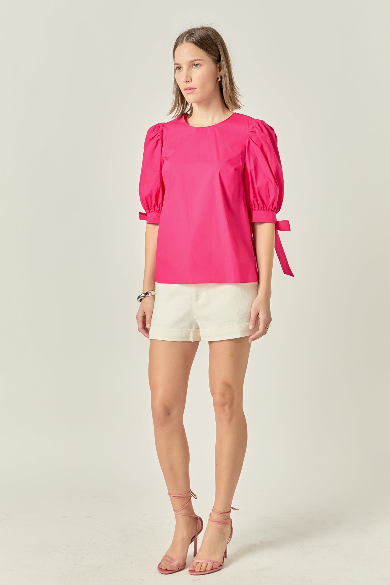 ENGLISH FACTORY - Bow Banded Puff Sleeve Blouse - TOPS available at Objectrare