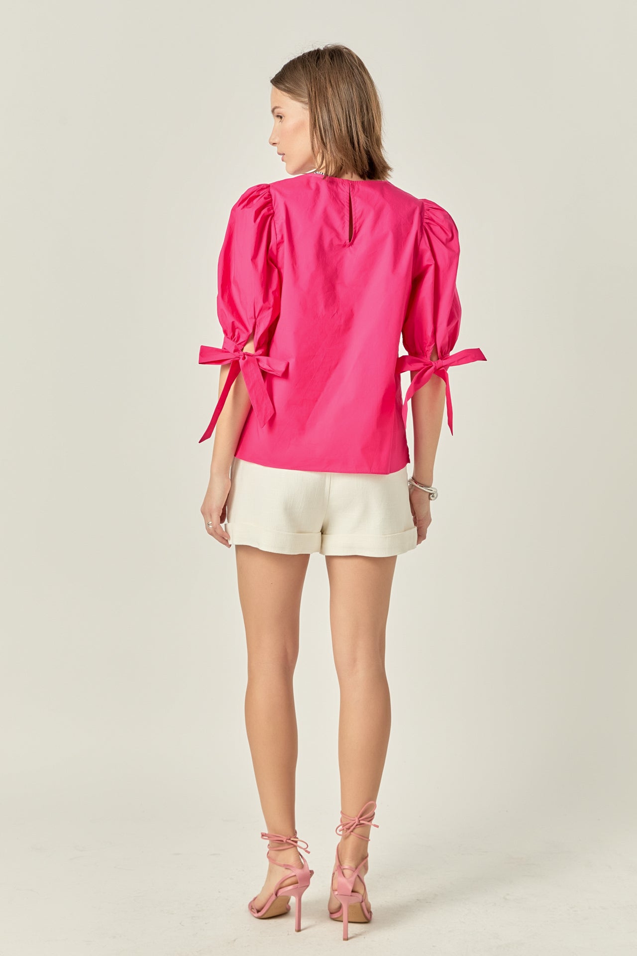 ENGLISH FACTORY - Bow Banded Puff Sleeve Blouse - TOPS available at Objectrare