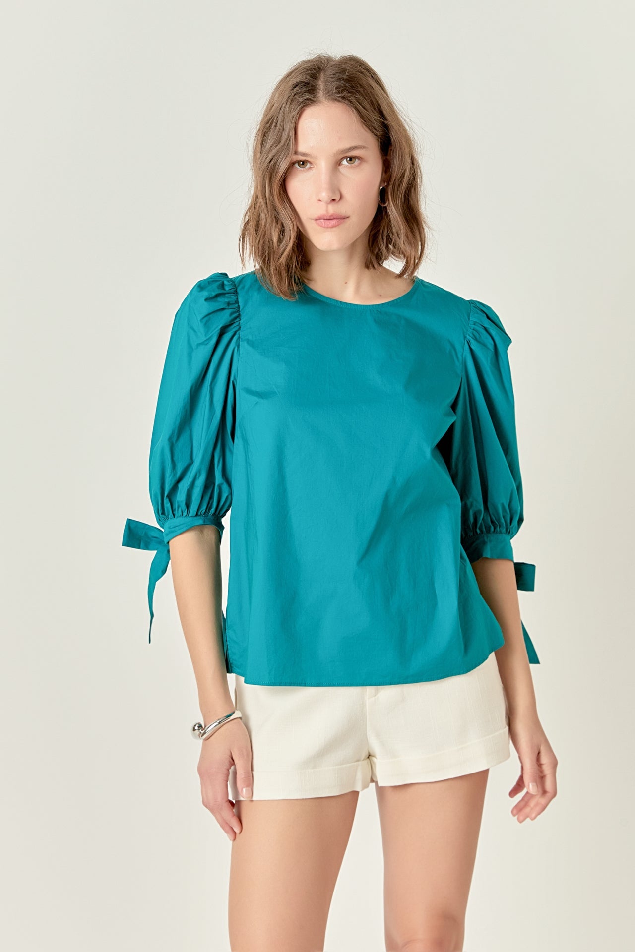 ENGLISH FACTORY - Bow Banded Puff Sleeve Blouse - TOPS available at Objectrare