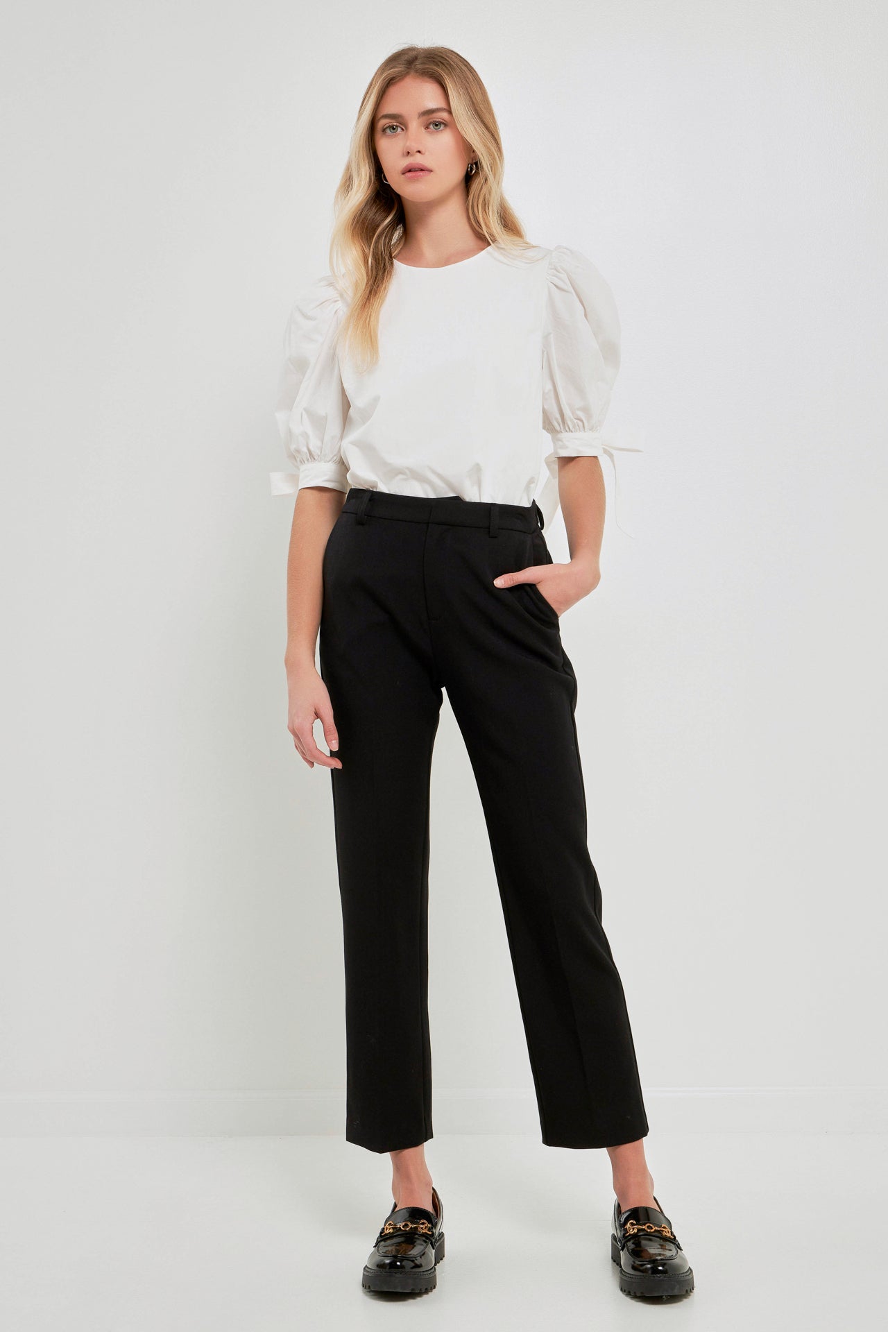 ENGLISH FACTORY - Bow Banded Puff Sleeve Blouse - TOPS available at Objectrare