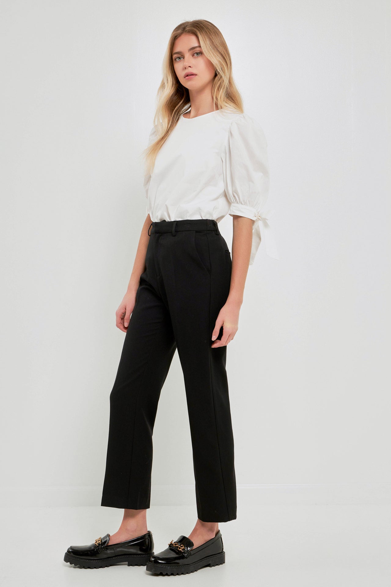 ENGLISH FACTORY - Bow Banded Puff Sleeve Blouse - TOPS available at Objectrare