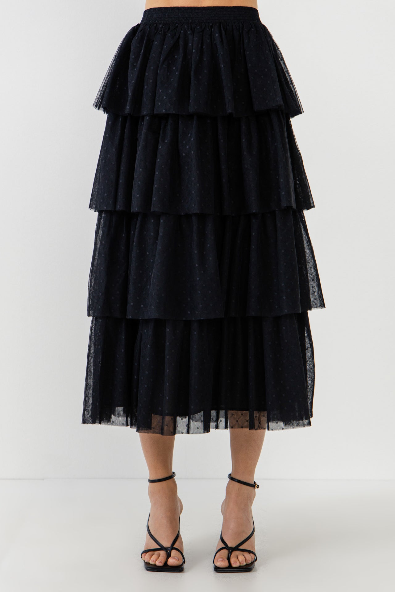 ENDLESS ROSE - Pleated Swiss Dot Mesh Skirt - SKIRTS available at Objectrare