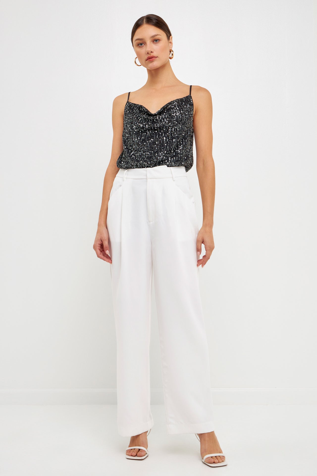 ENDLESS ROSE - Sequins Cowl Neck Top - CAMI TOPS & TANK available at Objectrare
