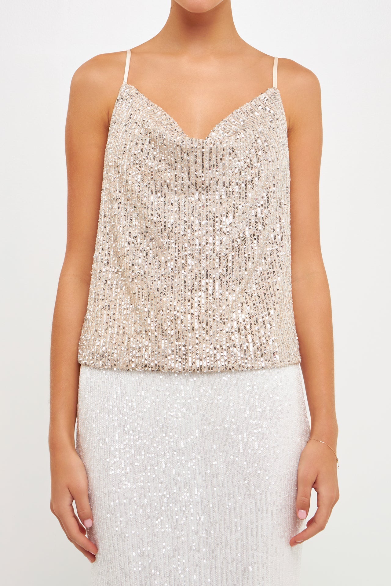 ENDLESS ROSE - Sequins Cowl Neck Top - CAMI TOPS & TANK available at Objectrare