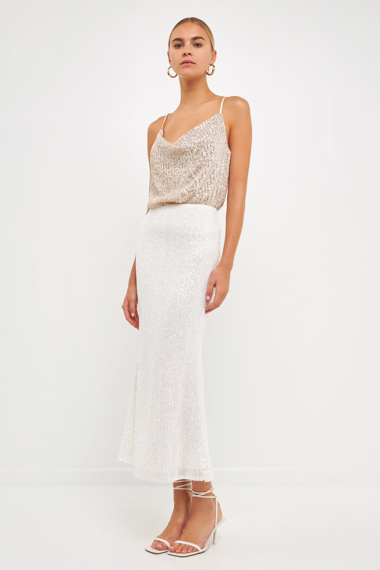 ENDLESS ROSE - Sequins Cowl Neck Top - CAMI TOPS & TANK available at Objectrare