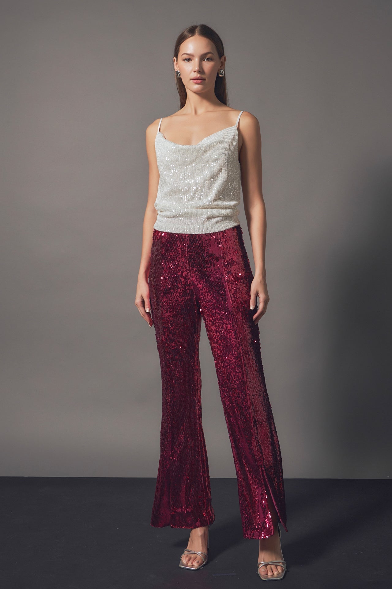 ENDLESS ROSE - Sequins Cowl Neck Top - CAMI TOPS & TANK available at Objectrare
