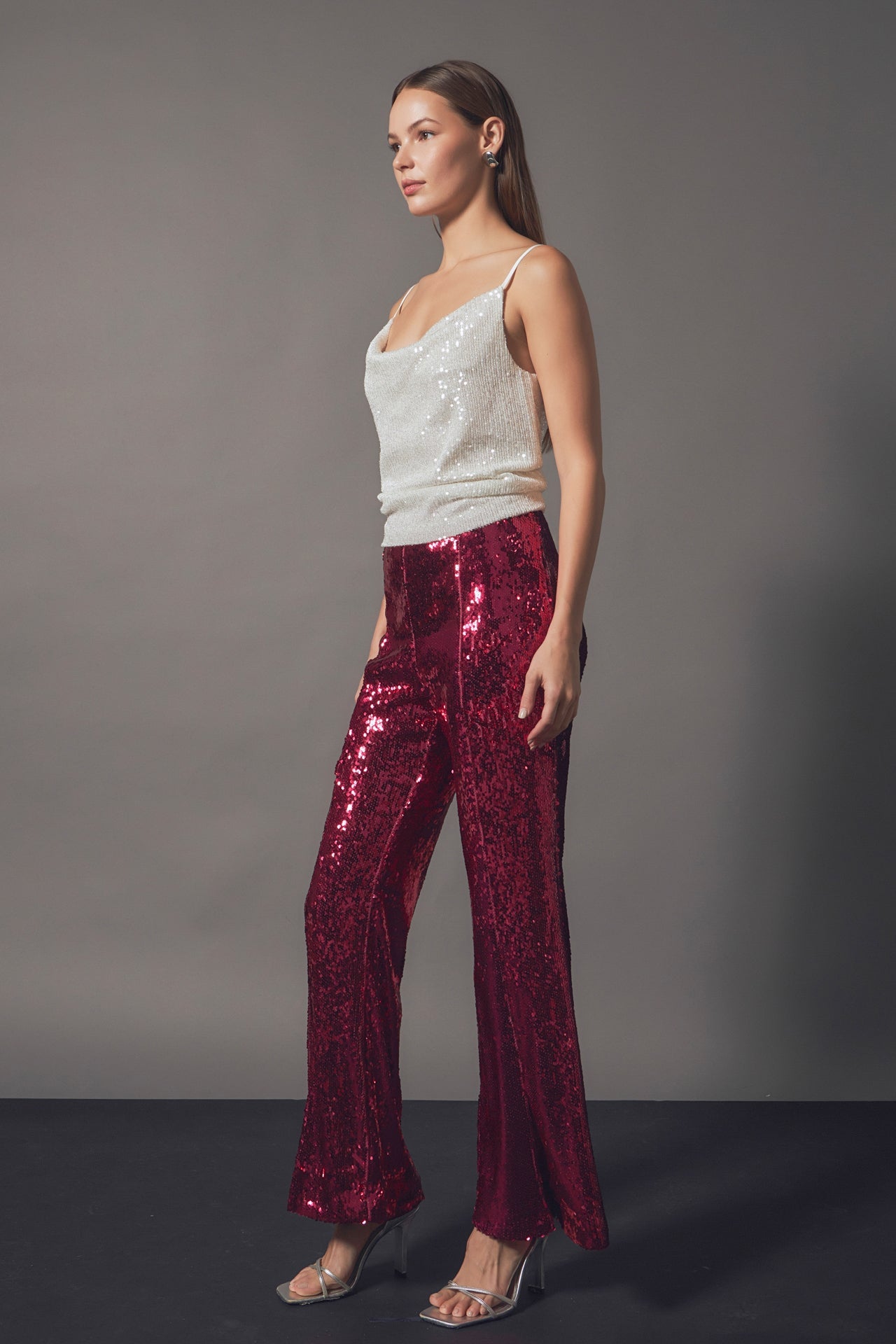 ENDLESS ROSE - Sequins Cowl Neck Top - CAMI TOPS & TANK available at Objectrare
