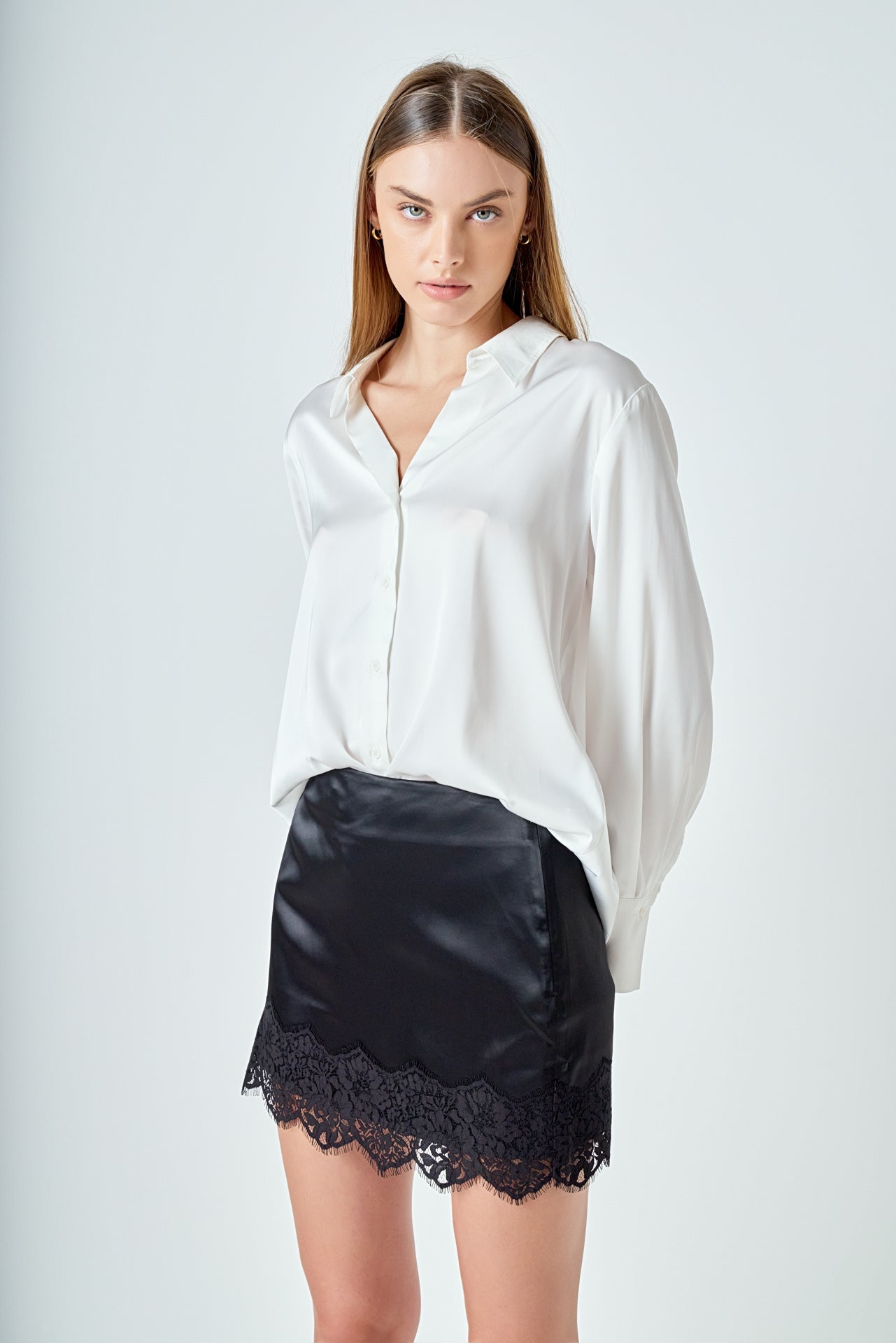 Lace Trim Mini Skirt