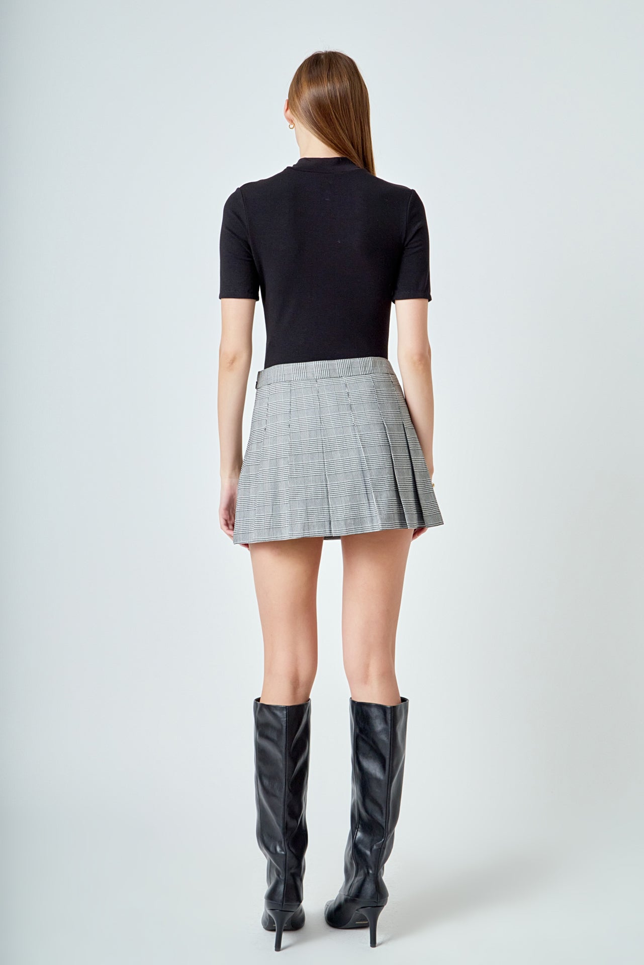 Plaid Pleated Mini Skirt