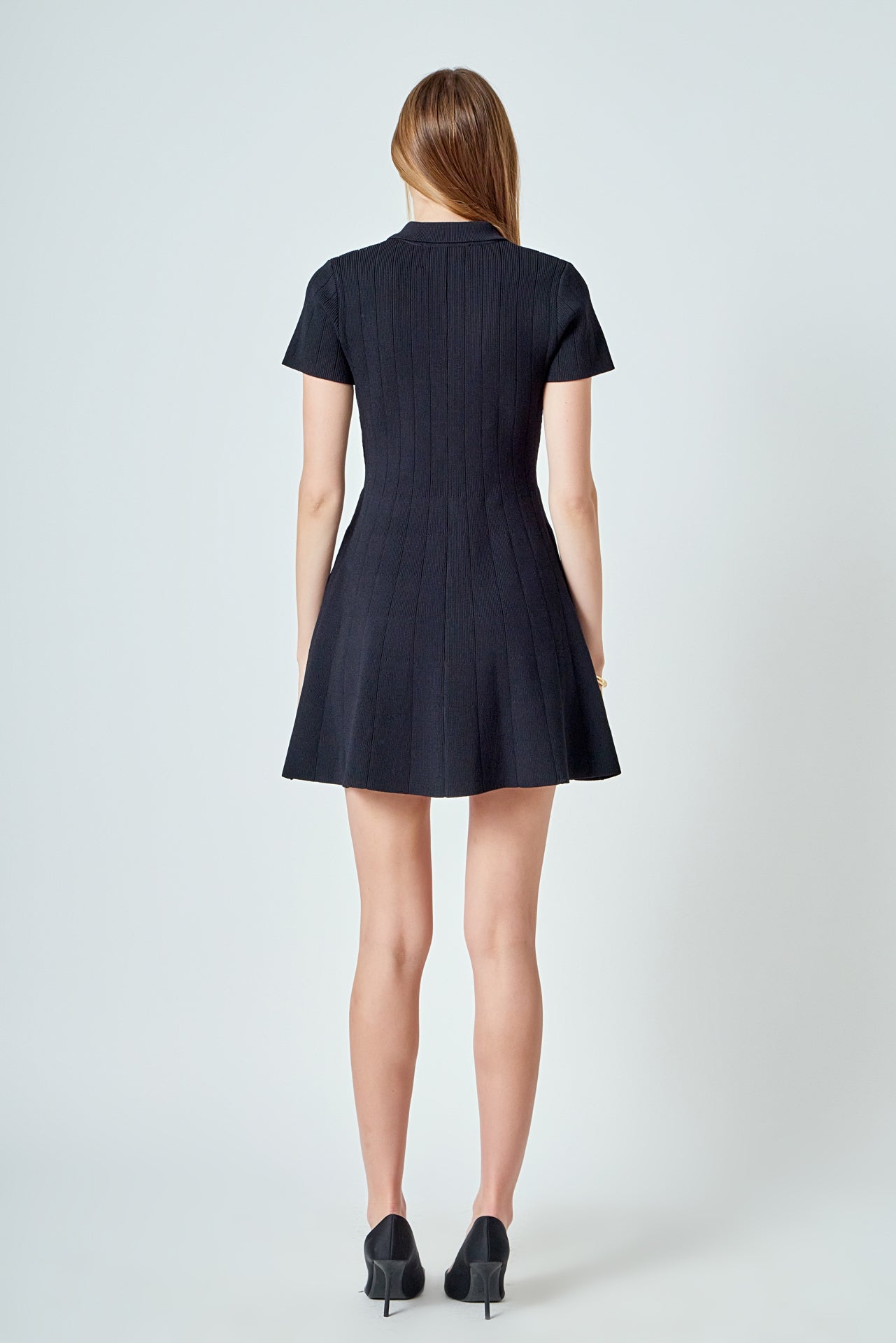 Jewel Buttoned Knit Mini Dress