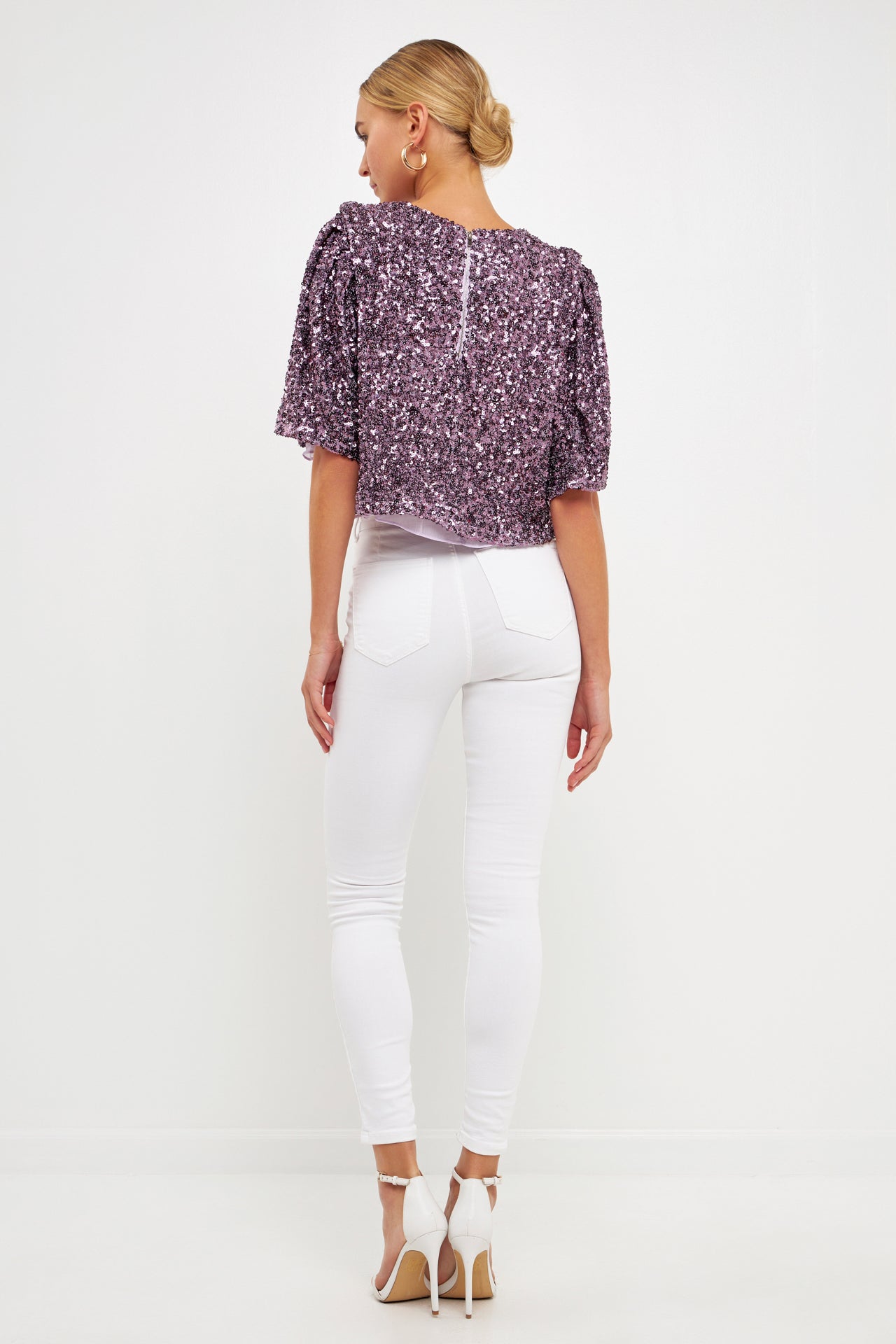 ENDLESS ROSE - Sequin Flutter Sleeve Top - TOPS available at Objectrare