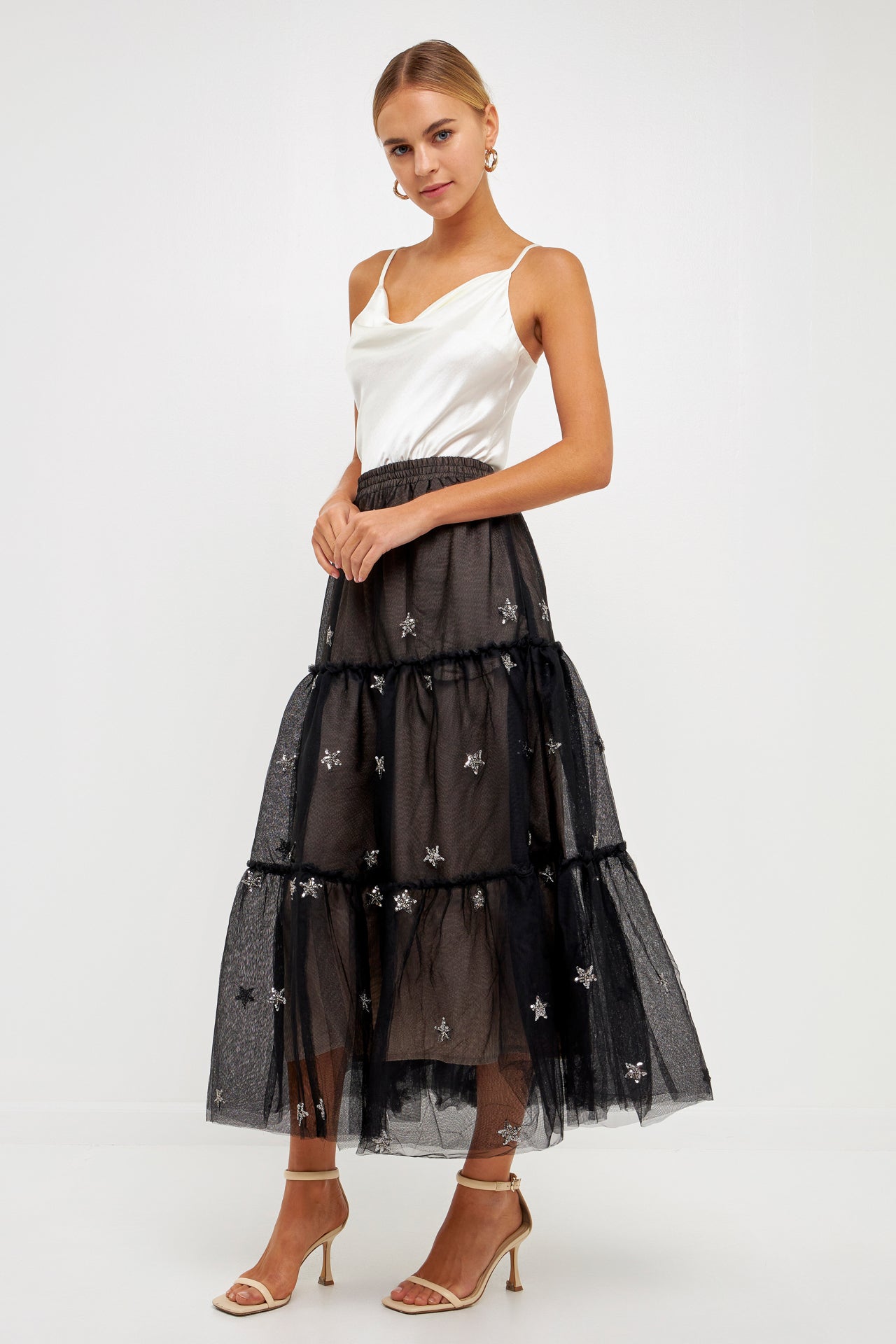 ENDLESS ROSE - Star Tulle Maxi Skirt - SKIRTS available at Objectrare