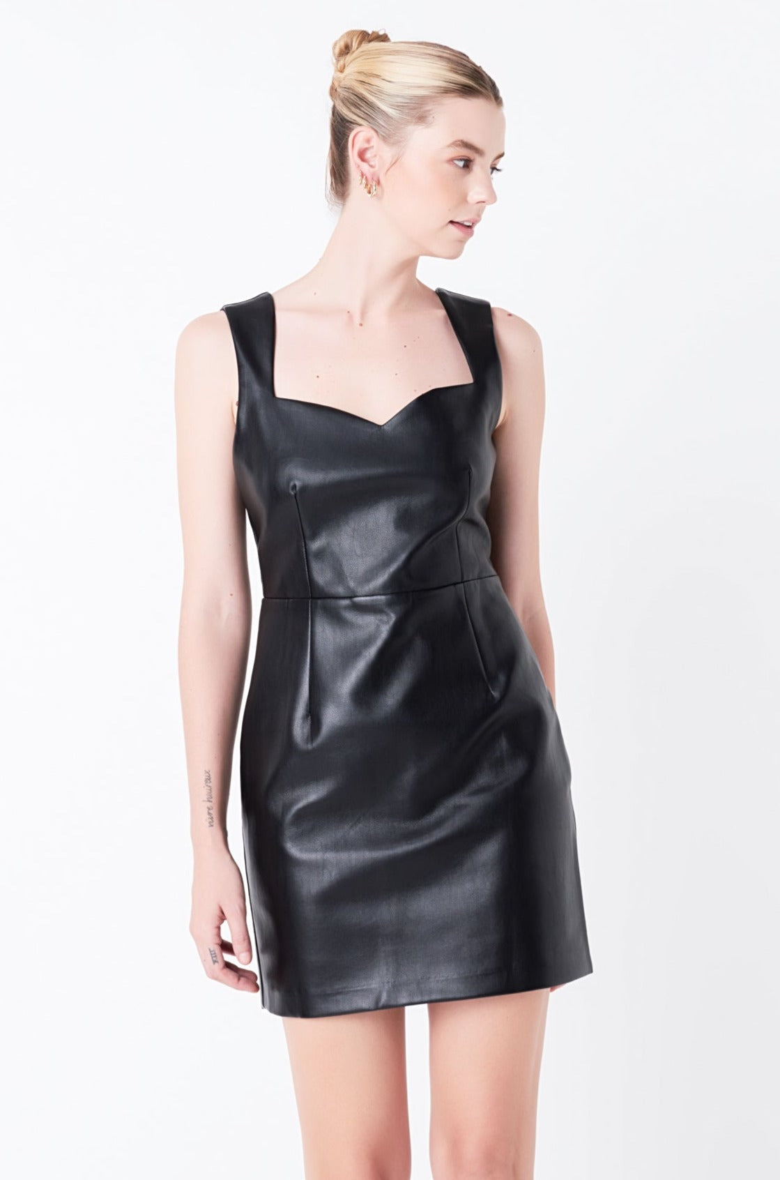 Grey Lab Sweetheart Leather Mini Dress - Black - XS Grey Lab Sweetheart Leather Mini Dress - Black - XS