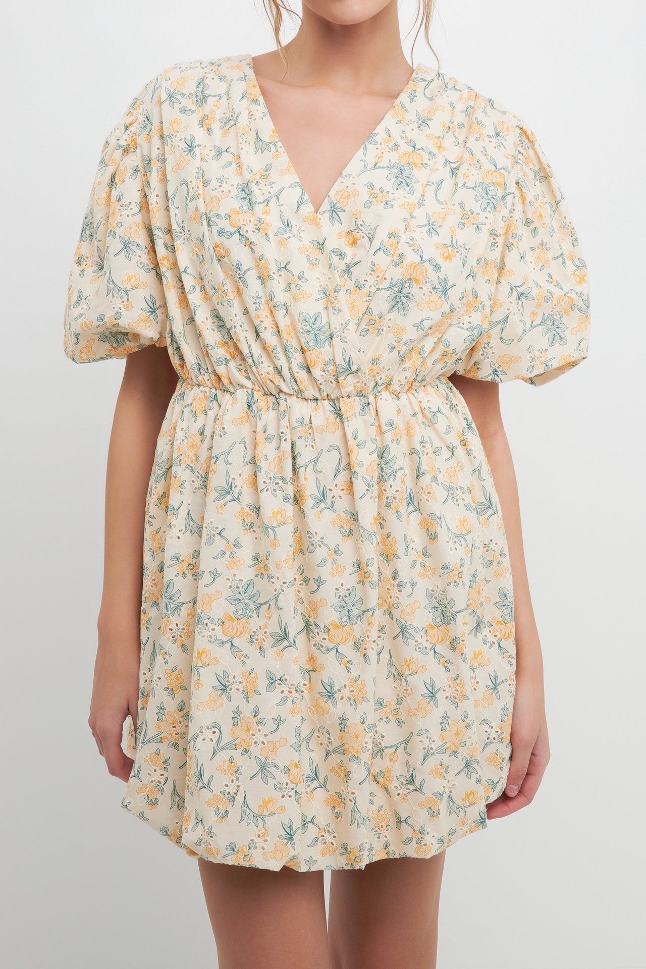 FREE THE ROSES - Floral Embroidered Bubble Mini Dress - DRESSES available at Objectrare