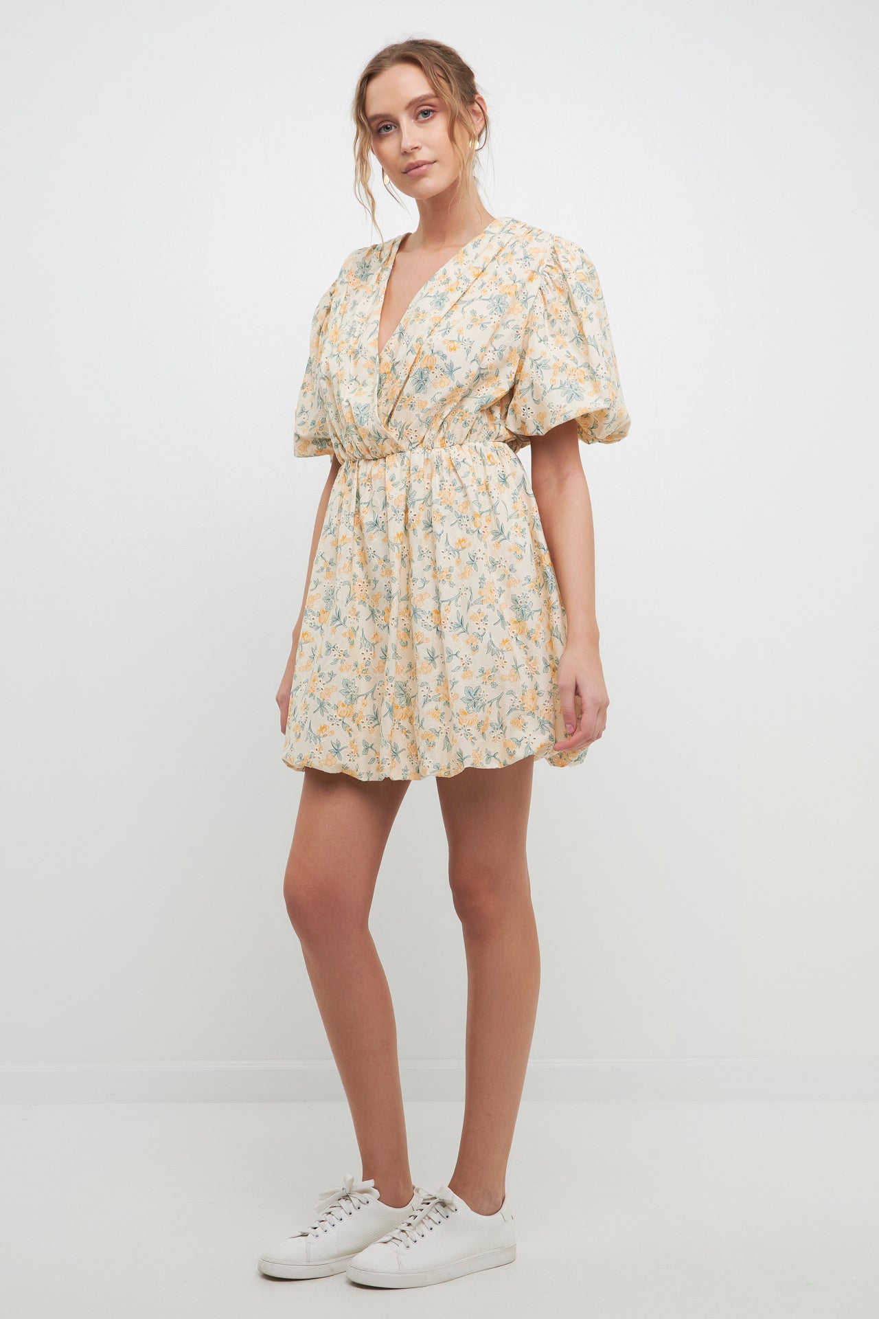 FREE THE ROSES - Floral Embroidered Bubble Mini Dress - DRESSES available at Objectrare