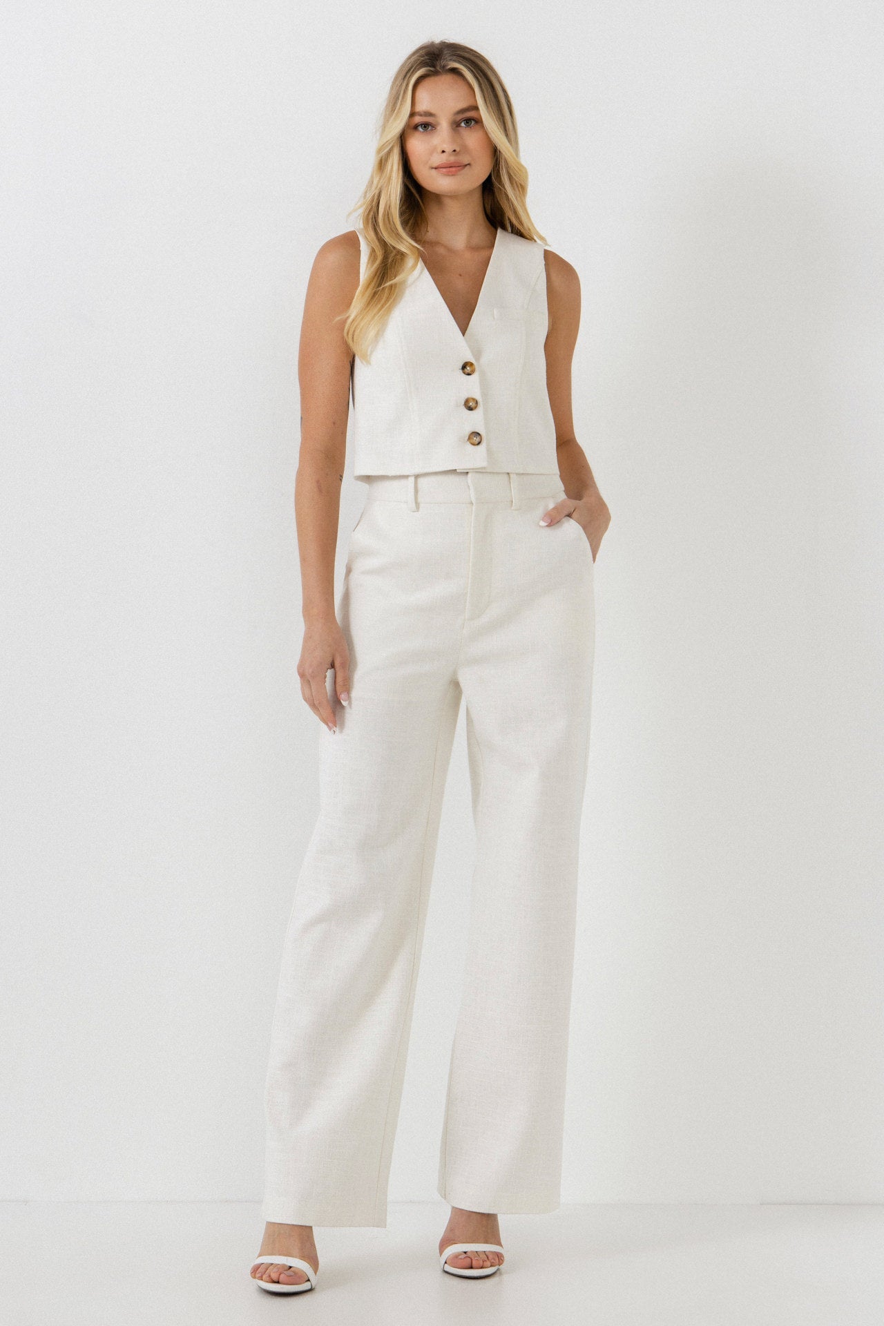 ENDLESS ROSE - Wide Leg Linen Pants - PANTS available at Objectrare