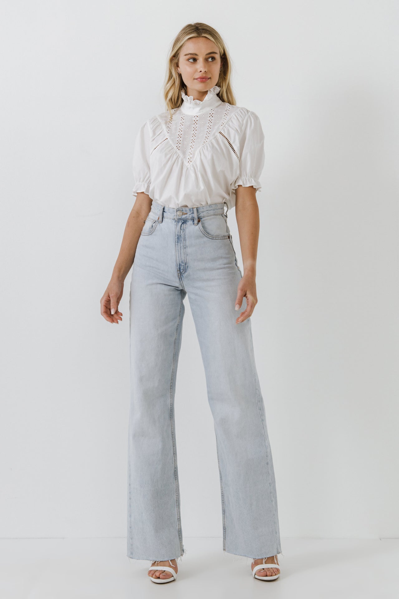 FREE THE ROSES - Short Sleeve Lace Yoke Blouse - TOPS available at Objectrare