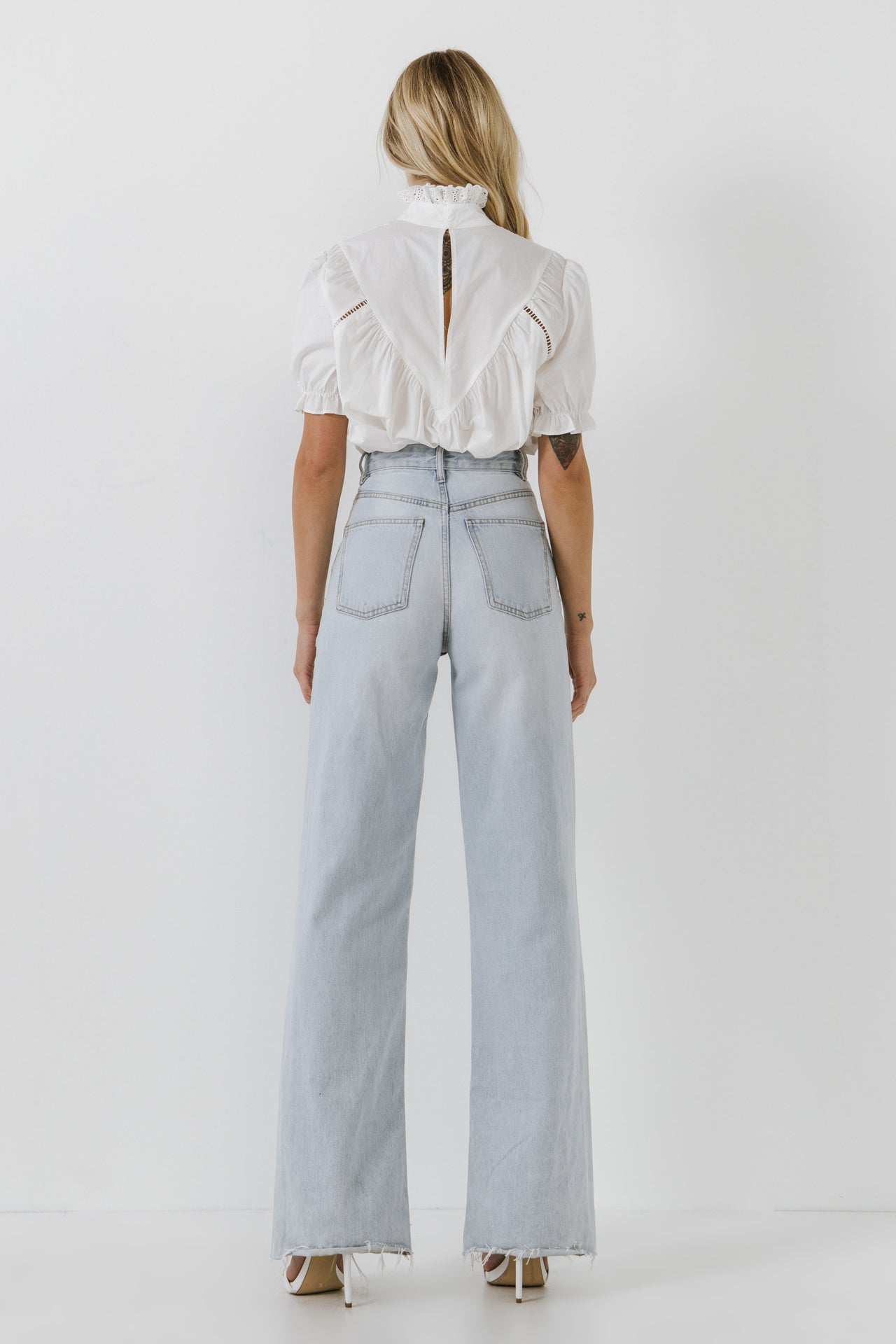 FREE THE ROSES - Short Sleeve Lace Yoke Blouse - TOPS available at Objectrare