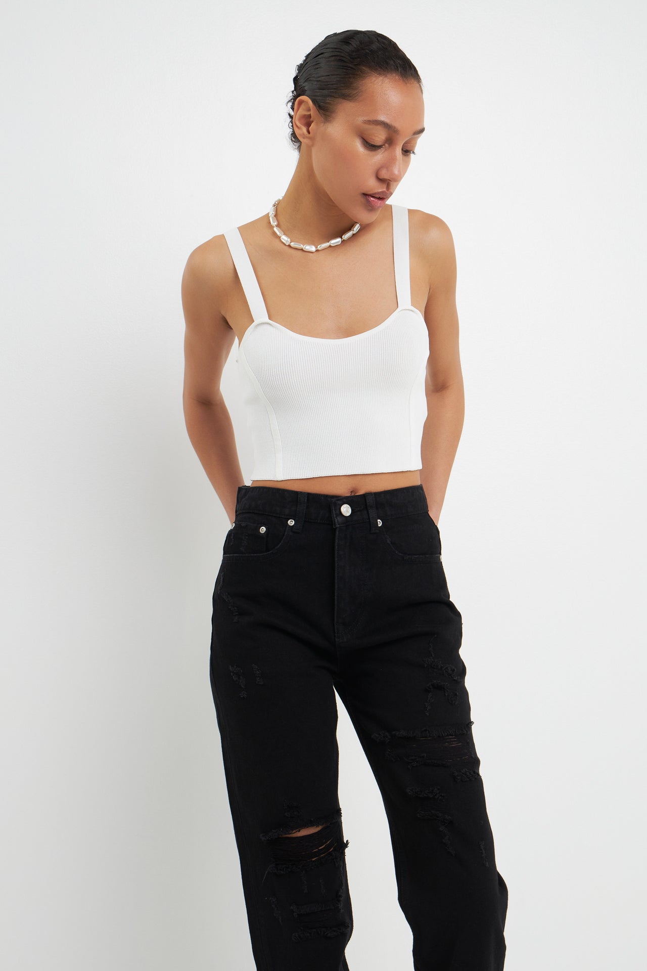 GREY LAB - Distressed Straight Leg Jeans - JEANS available at Objectrare