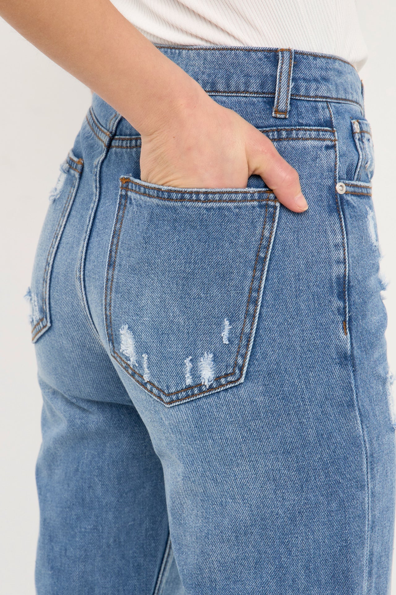 GREY LAB - Distressed Straight Leg Jeans - JEANS available at Objectrare